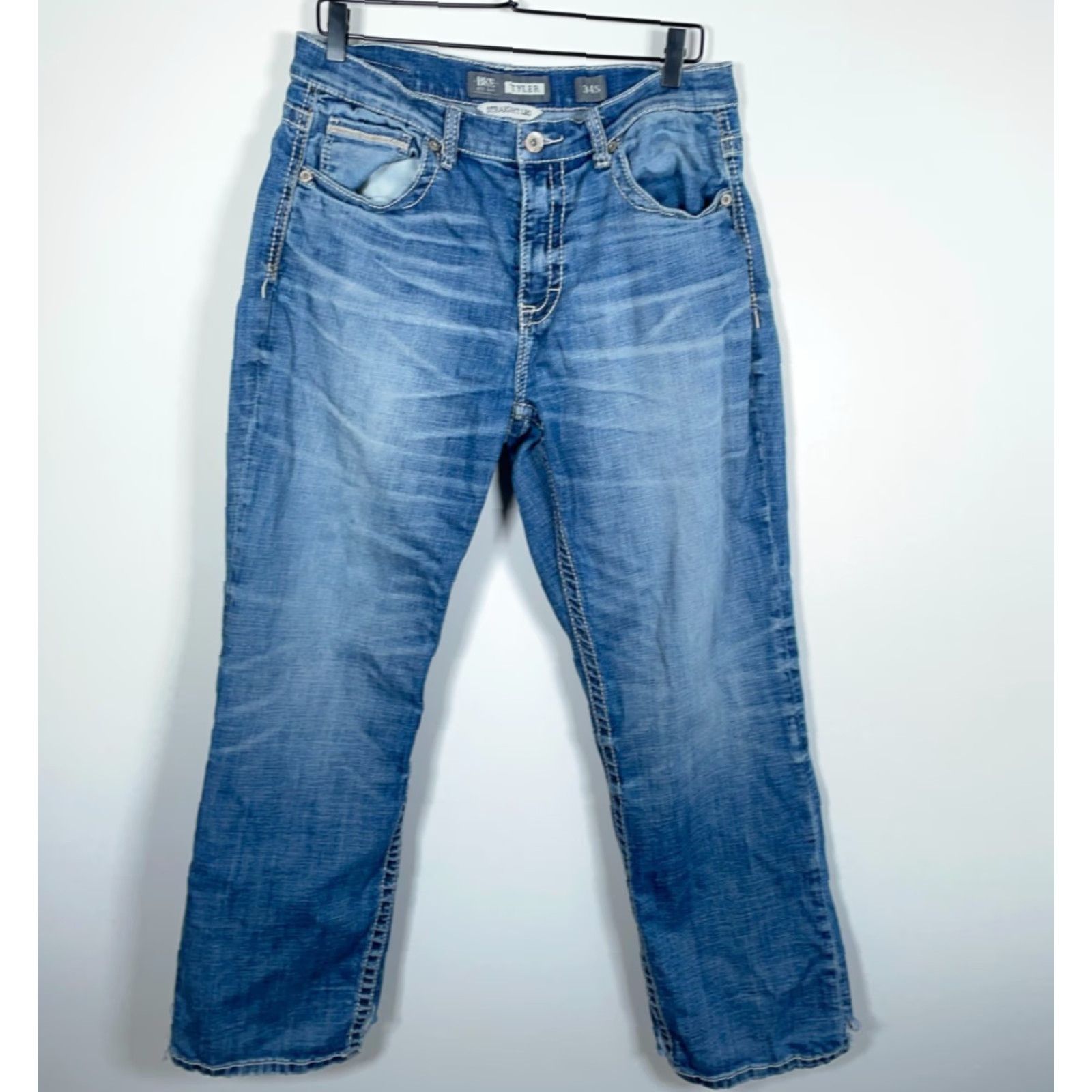 Vintage VINTAGE Buckle Bke Tyler Jeans Straight 33x30 Blue Denim Mid Rise 90s Hipster Grunge Mens Size US 33 - 2 Thumbnail