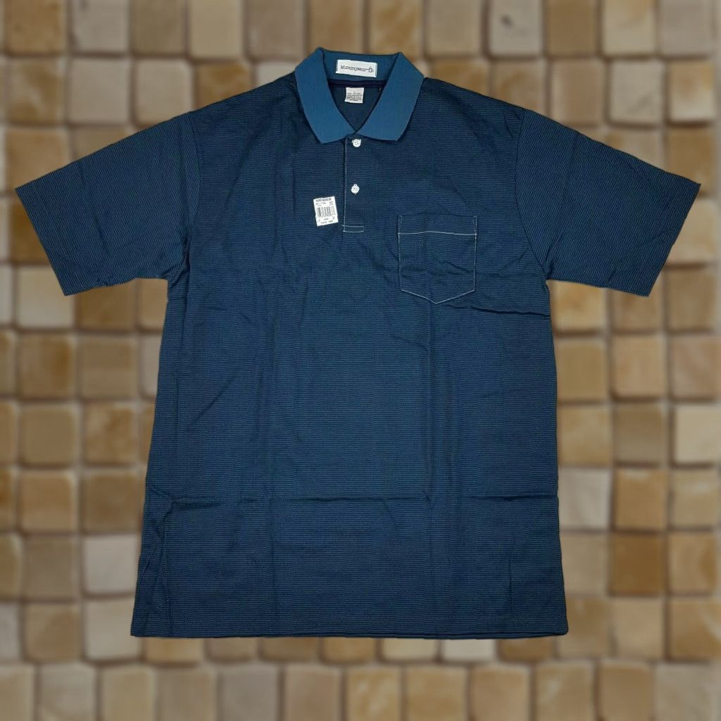 Vintage VTG MunsingWear Polo Shirt Striped Blue Short Sleeve Polo Shirt Mens L 90s Golf Tennis Surf Shirt Polo Shirt Size US L / EU 52-54 / 3 - 1 Thumbnail