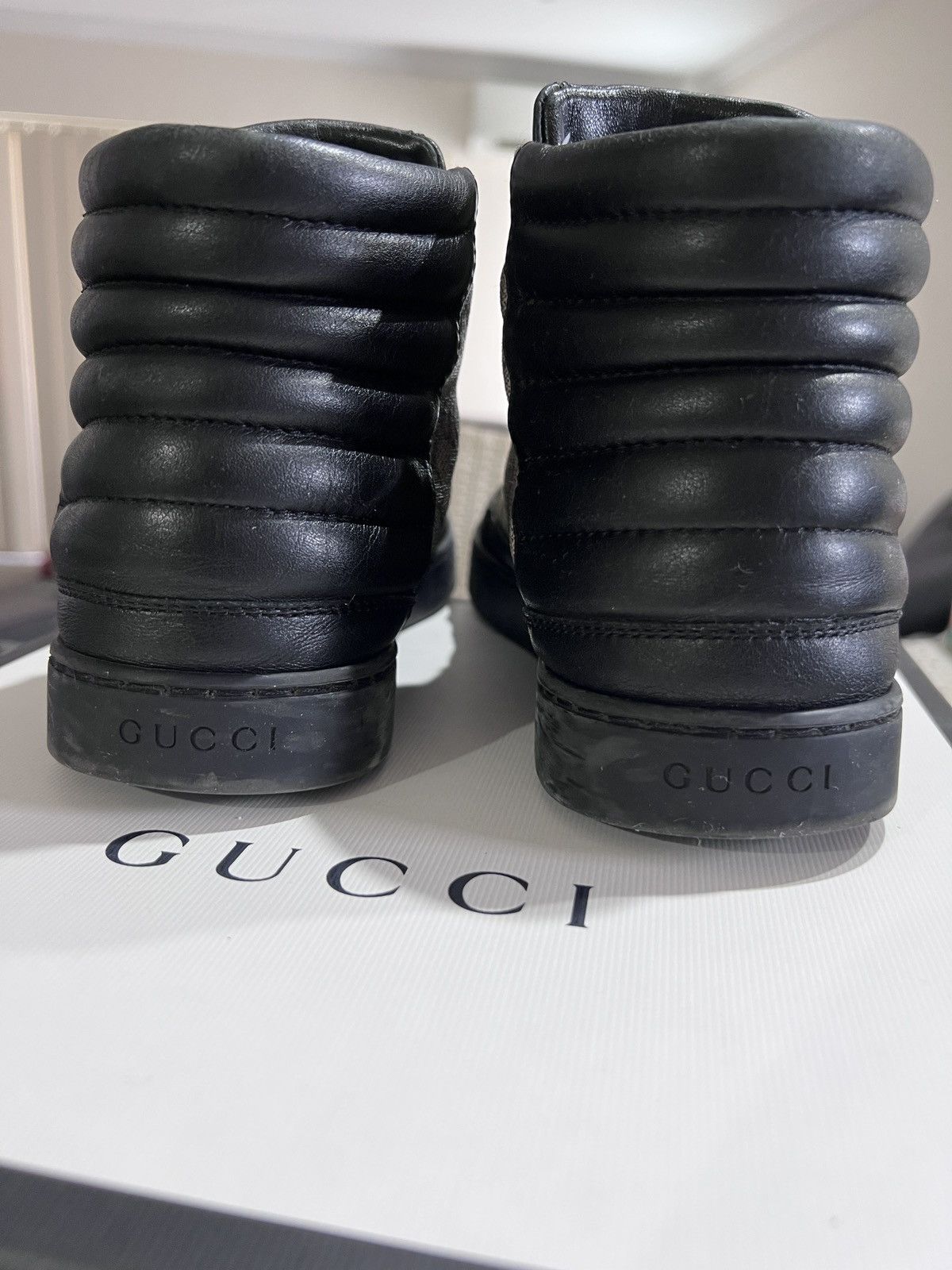 Gucci GG Supreme High Top ‘Black Tan Brown’ Sneakers Boots 386740 Size US 7.5 / EU 40-41 - 6 Thumbnail