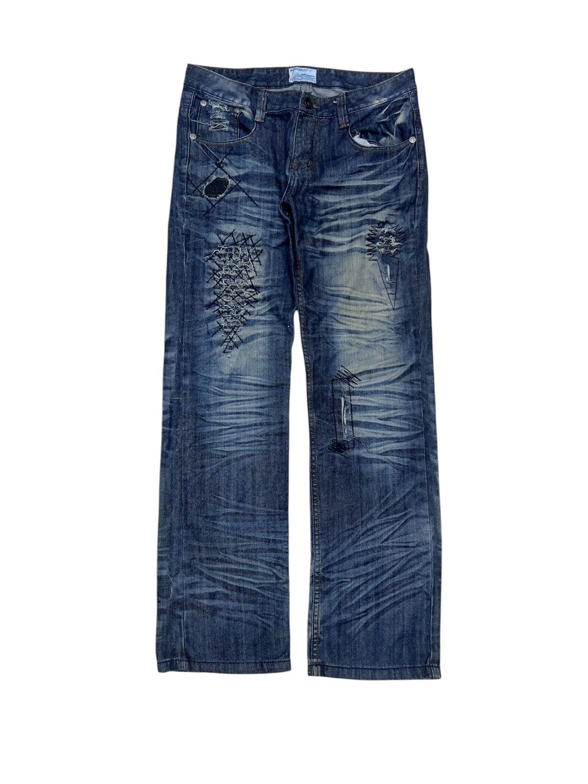 Energie Energie Worn Out Distressed Patch work Denim Jeans Pant Size US 34 / EU 50 - 1 Thumbnail