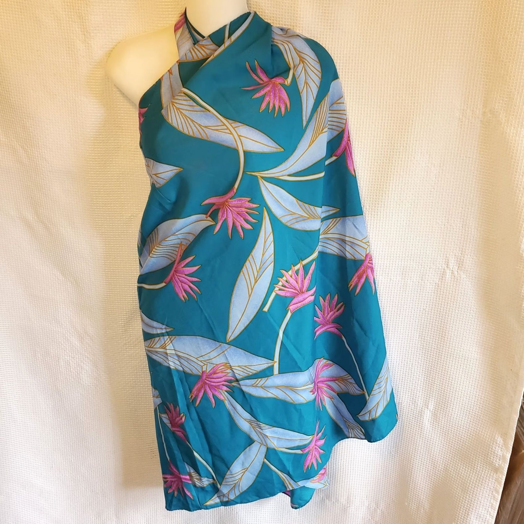 Hilo Hattie VINTAGE Hilo Hattie Wrap Dress Shirt Womens Midi Sleeveless Blue Floral Hawaii Tropical 90s 80s Beach Vacation Size M Size M / US 6-8 / IT 42-44 - 6 Thumbnail