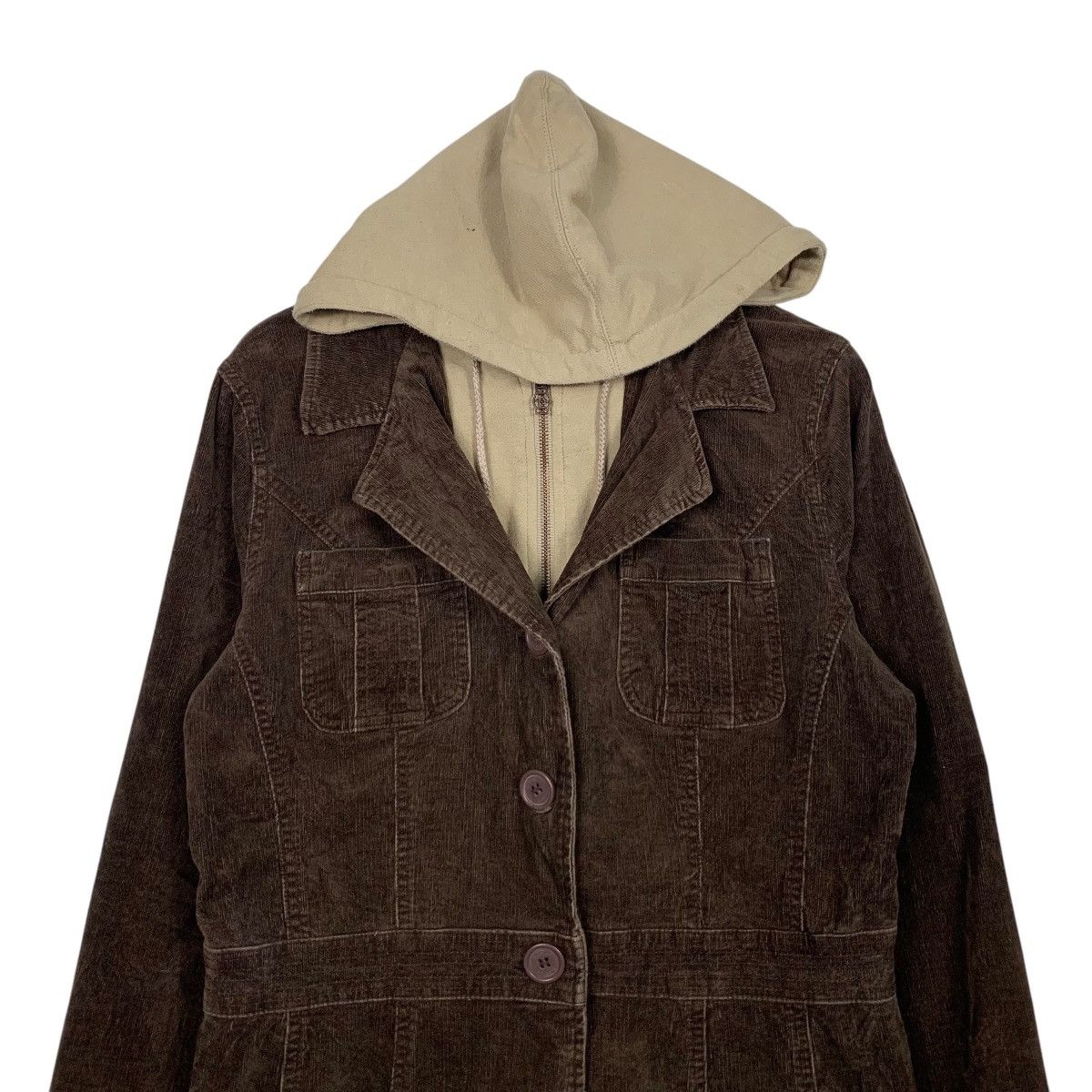 Other NORI Double Layer Hoodie Corduroy Jacket #2411-C108 Size XL / US 12-14 / IT 48-50 - 2 Thumbnail