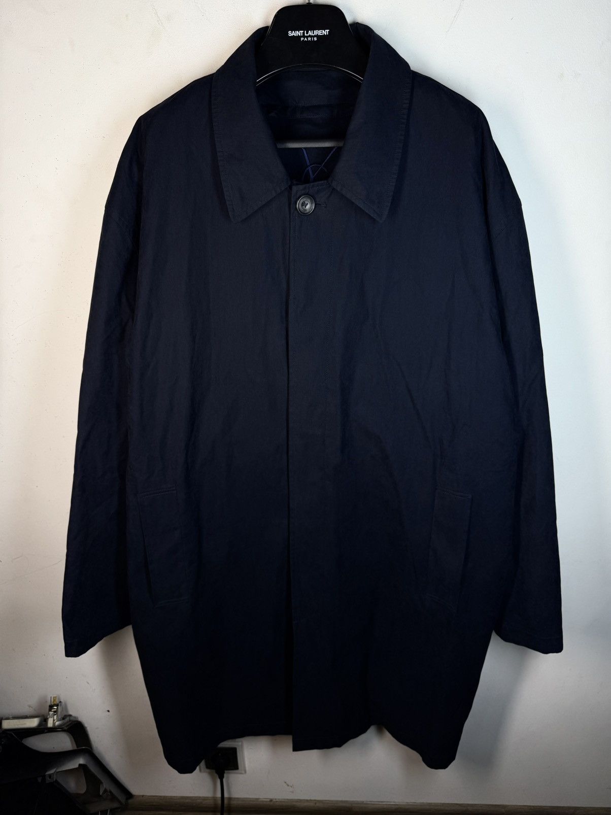Yves Saint Laurent YSL Trenchcoat Navy Soft YSL Coat Size US XL / EU 56 / 4 - 3 Thumbnail