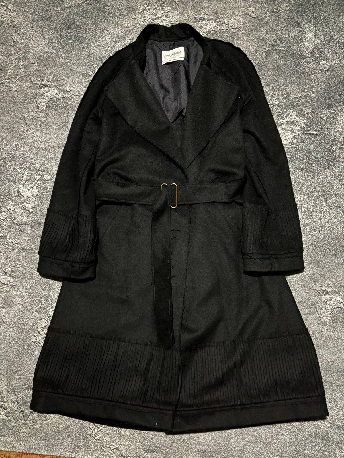 Yves Saint Laurent Archive YSL Yves Saint Laurent Black Deconstructed Wool Coat Size US M / EU 48-50 / 2 - 2 Thumbnail