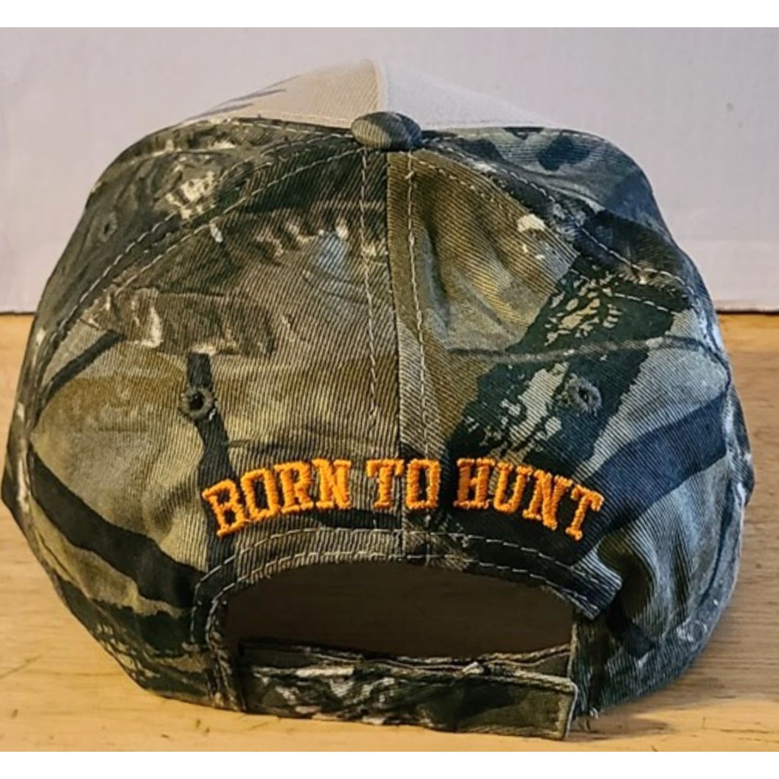 Born BORN TO HUNT FORCED TO WORK DEER HUNTER BASEBALL CAP ( BEIGE AND CAMOUFLAGE ) Size ONE SIZE - 3 Thumbnail