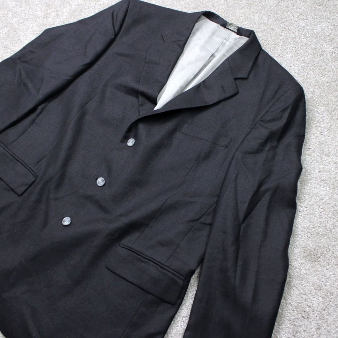 Jos. A. Bank Jos. A. Bank Blazer Mens 46L Black Wool/Silk/Ramie Blend 3 Button Single Vent Tweed Solid Long Notch Front Single-Breasted Regular Mens Blazer Size 46R - 3 Thumbnail