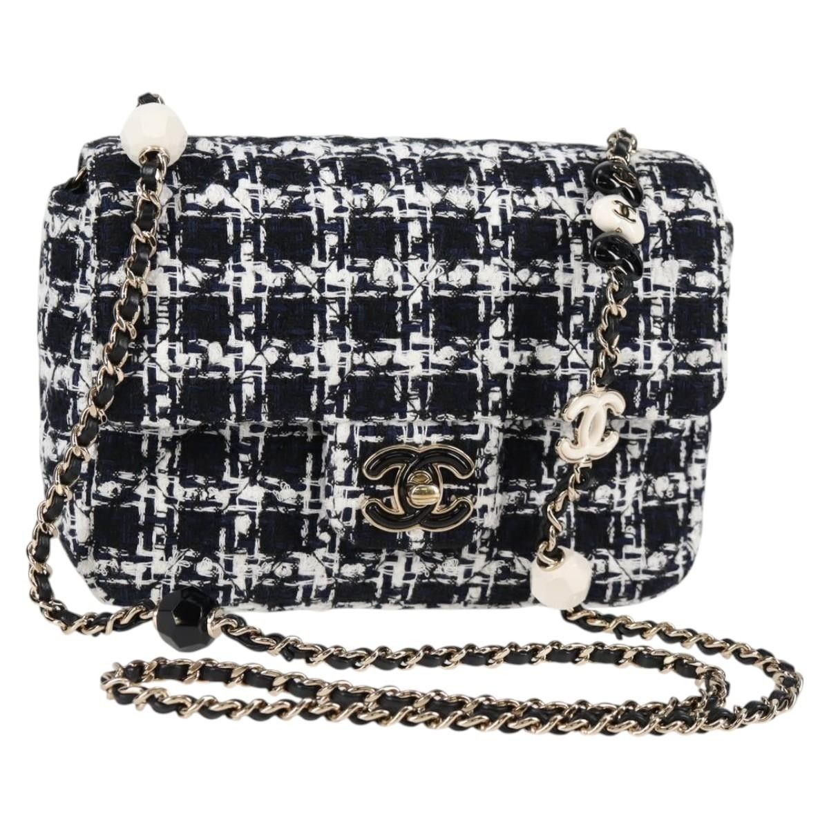 Chanel Chanel Square Classic Single Flap Bag Quilted Tweed Size ONE SIZE - 1 Thumbnail