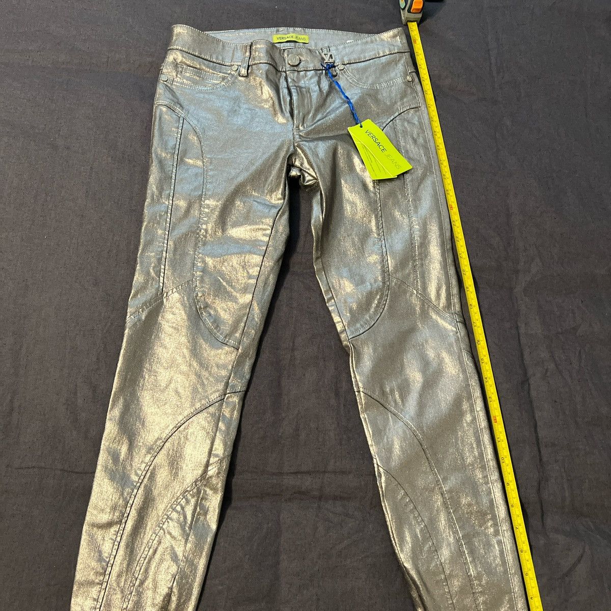 Versace Versace Jeans Silver Coated Denim Pants Size 27" / US 4 / IT 40 - 4 Thumbnail