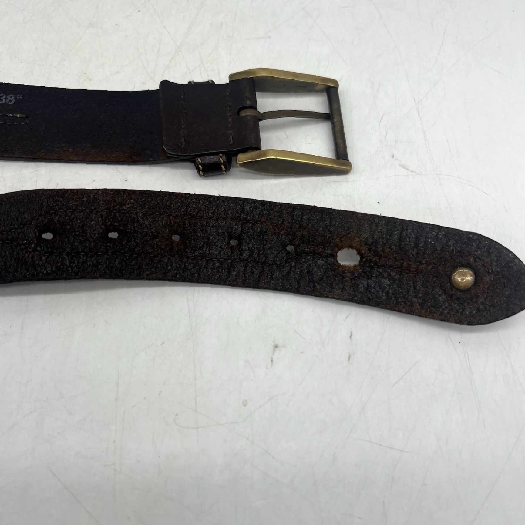 Vintage Allen Solly Belt Dress Belt Men 34-38 Black Leather Brass Buckle USA Made Size 34 - 4 Thumbnail
