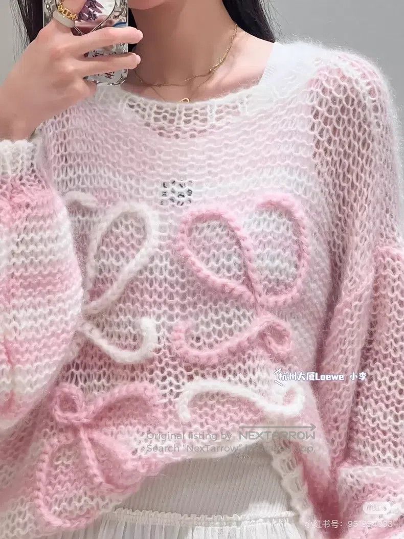 Loewe Loewe Pink Openwork Sweater Size M / US 6-8 / IT 42-44 - 8 Thumbnail
