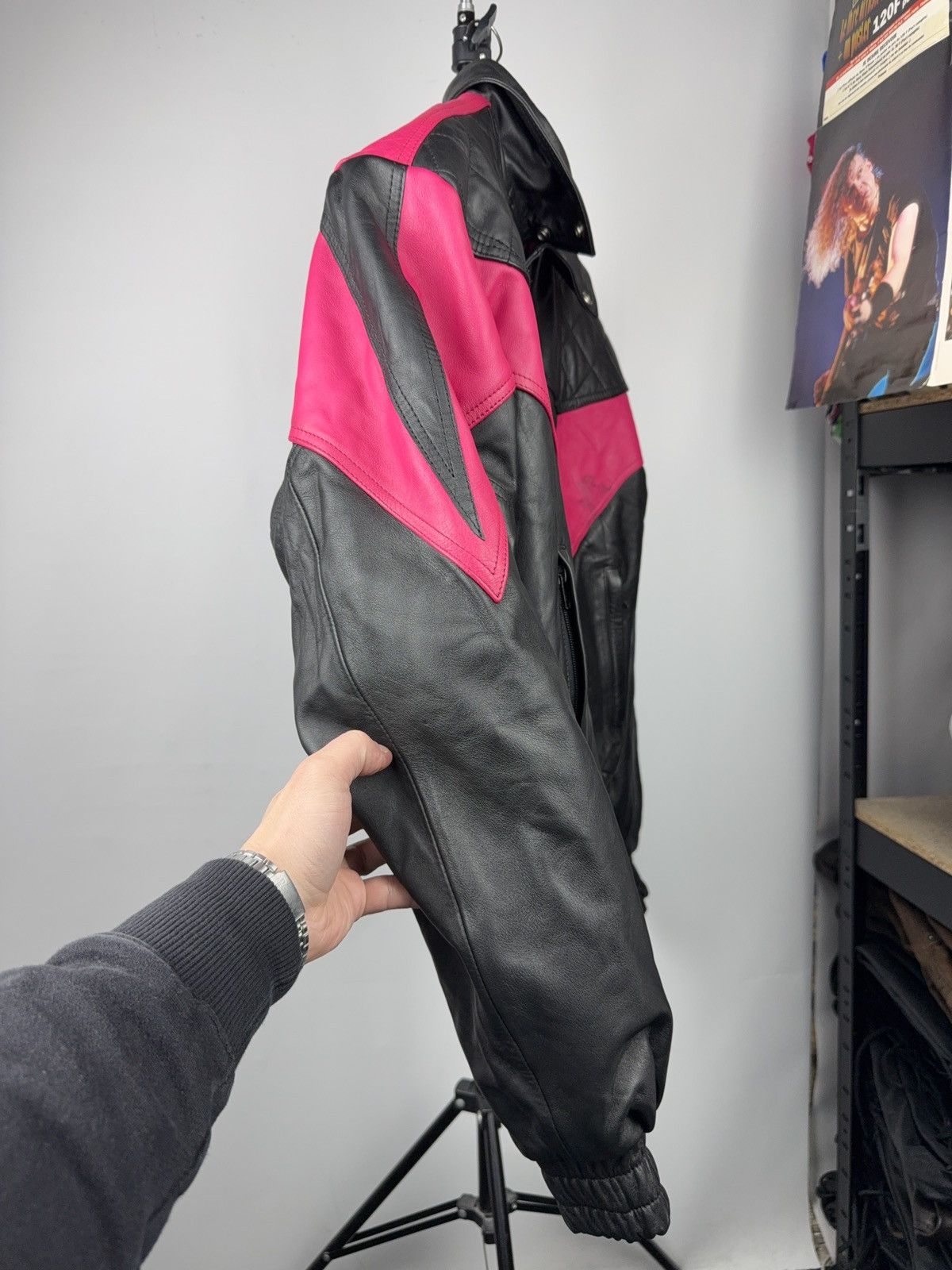 Genuine Leather Vintage 00s Leather Moto Racing Jacket Pink Black EU54 Size US L / EU 52-54 / 3 - 7 Thumbnail