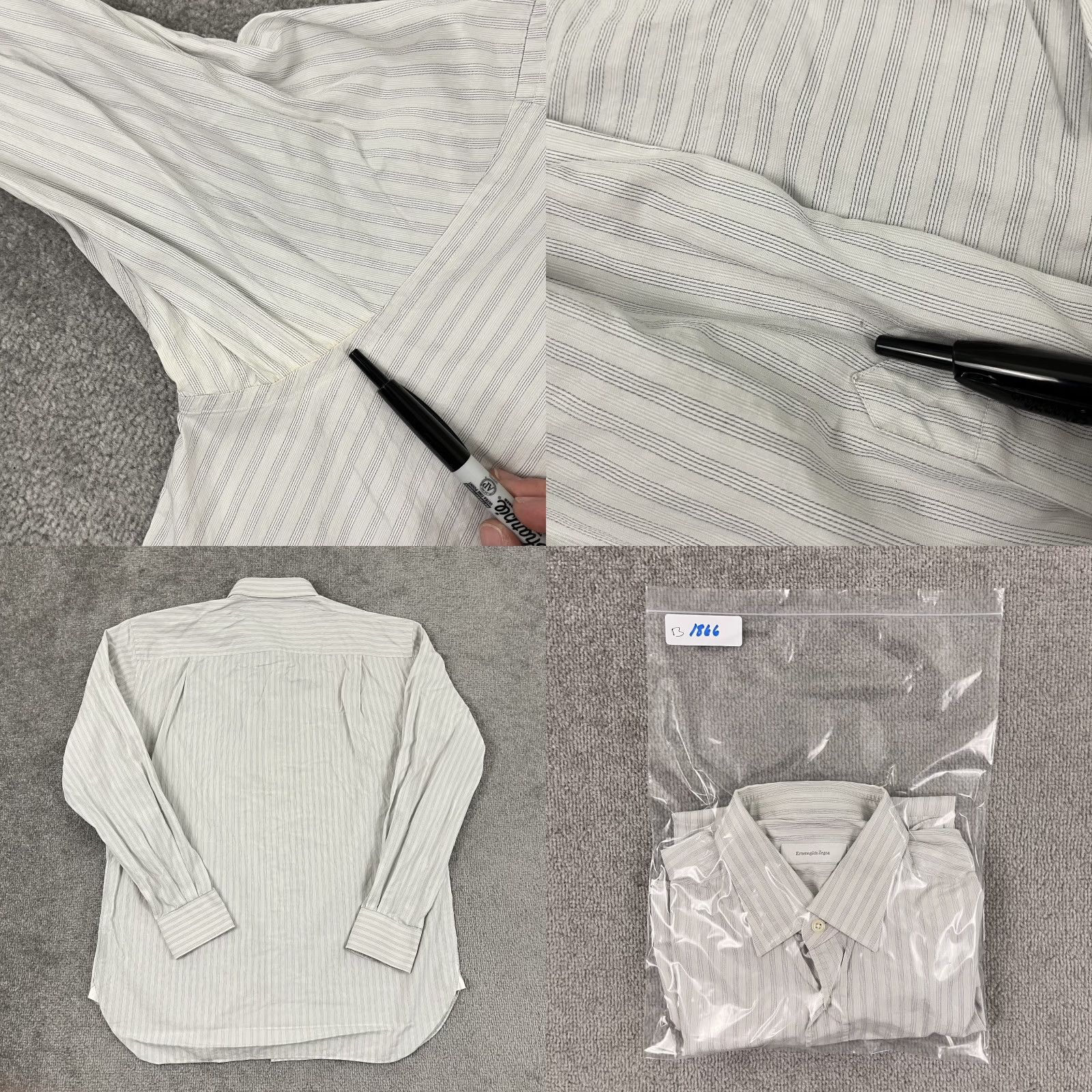 Ermenegildo Zegna VINTAGE Ermenegildo Zegna Dress Shirt Men 42 16.5 Gray Striped Long Sleeve Business Casual Formal Size 42R - 8 Thumbnail