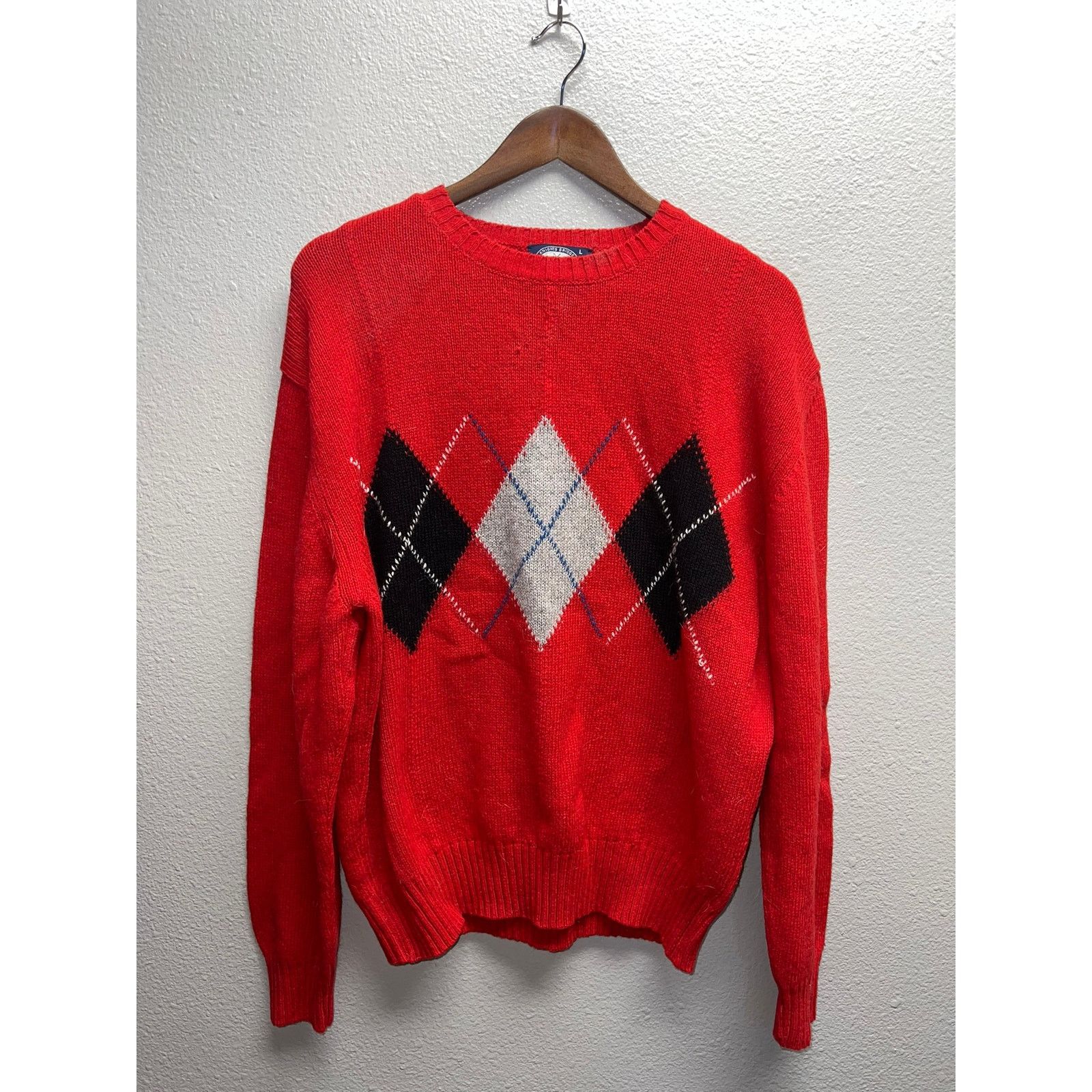 Vintage Vintage Red Wool Sweater Knights Bridge Italy Made Pullover Size US L / EU 52-54 / 3 - 1 Thumbnail