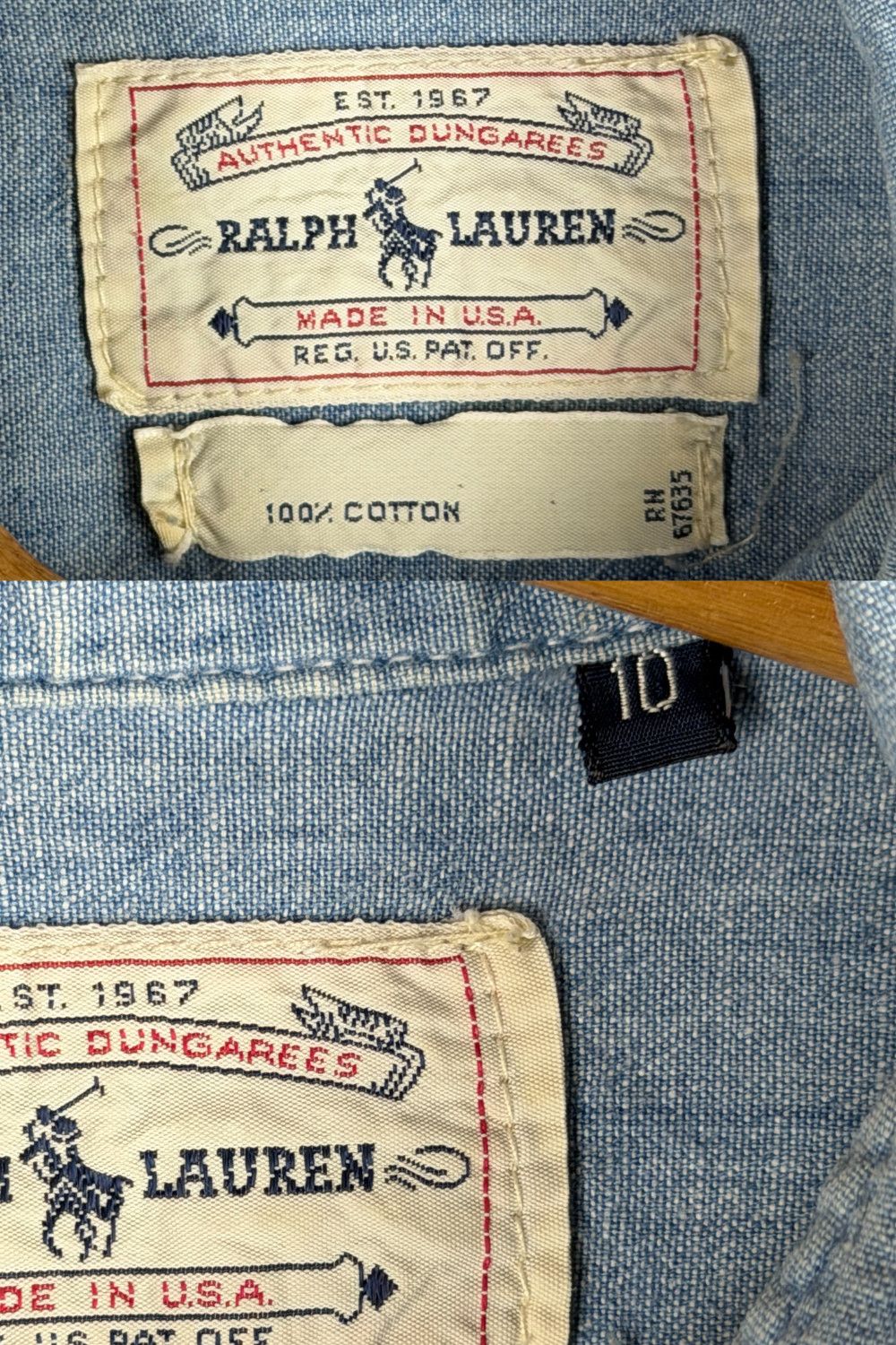 Ralph Lauren 90s RL Authentic Dungarees Chambray Work Shirt - Made in USA Size US XS / EU 42 / 0 - 4 Thumbnail