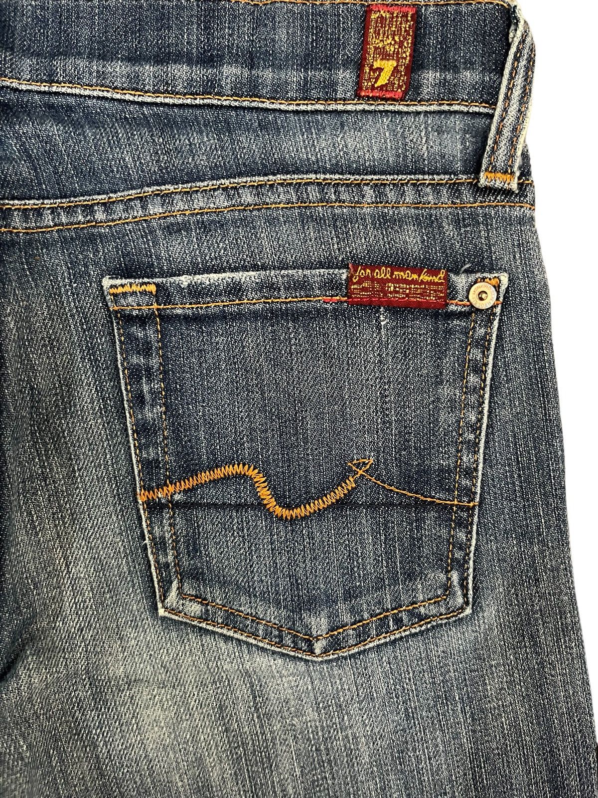7 For All Mankind Vintage Japanese Brand Blue Washed Distressed Flare Jeans Size US 29 - 6 Thumbnail