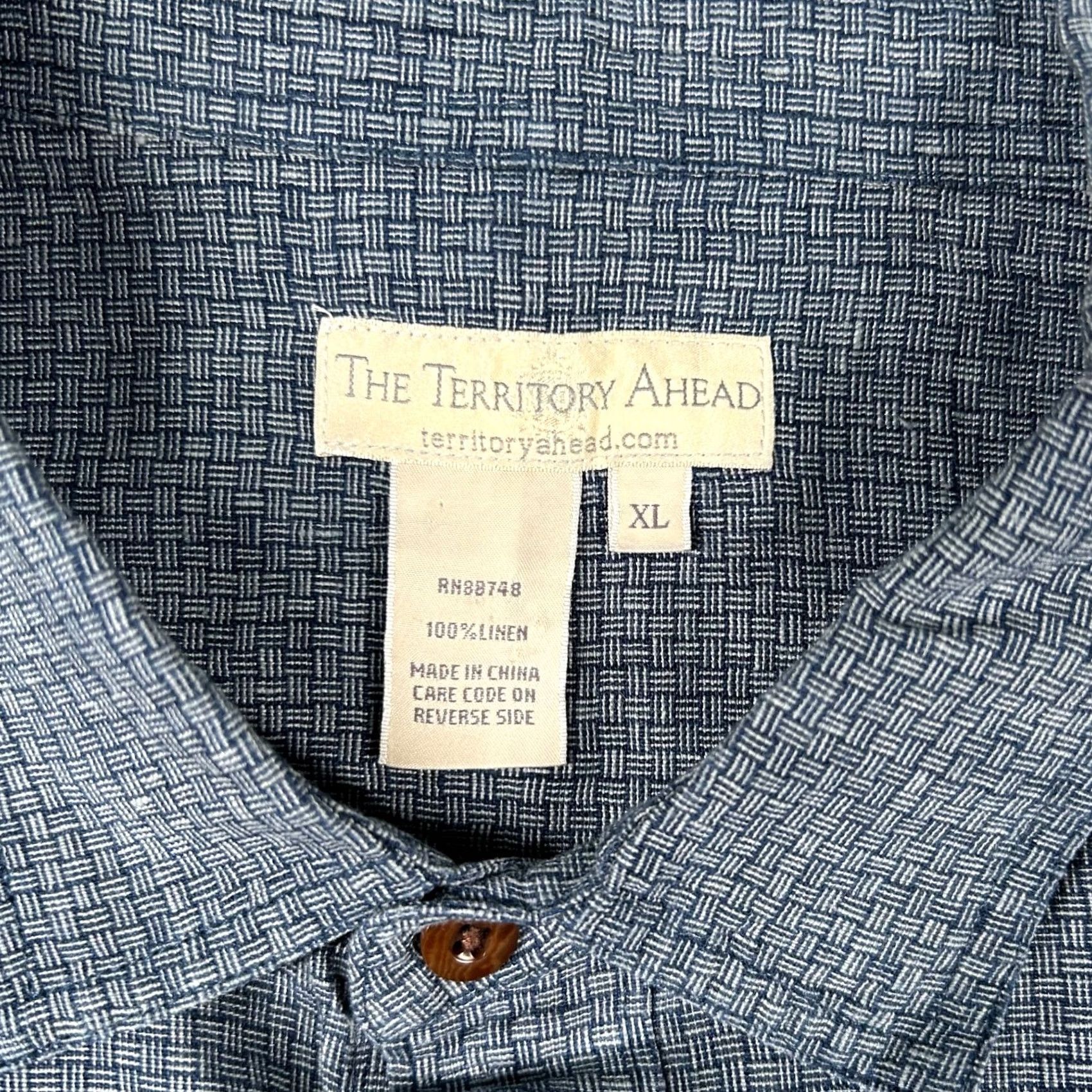 The Territory Ahead VINTAGE Territory Ahead Shirt Mens XL Blue 100% Linen Button Up Pockets Size US XL / EU 56 / 4 - 3 Thumbnail