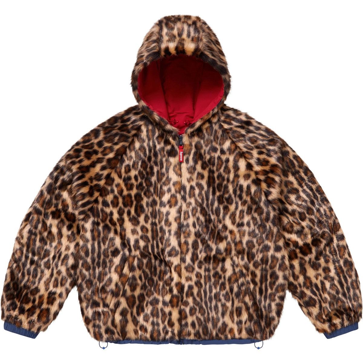 SUPREME FAUX FUR REVERSIBLE HOODED TRACK JACKET RED XL