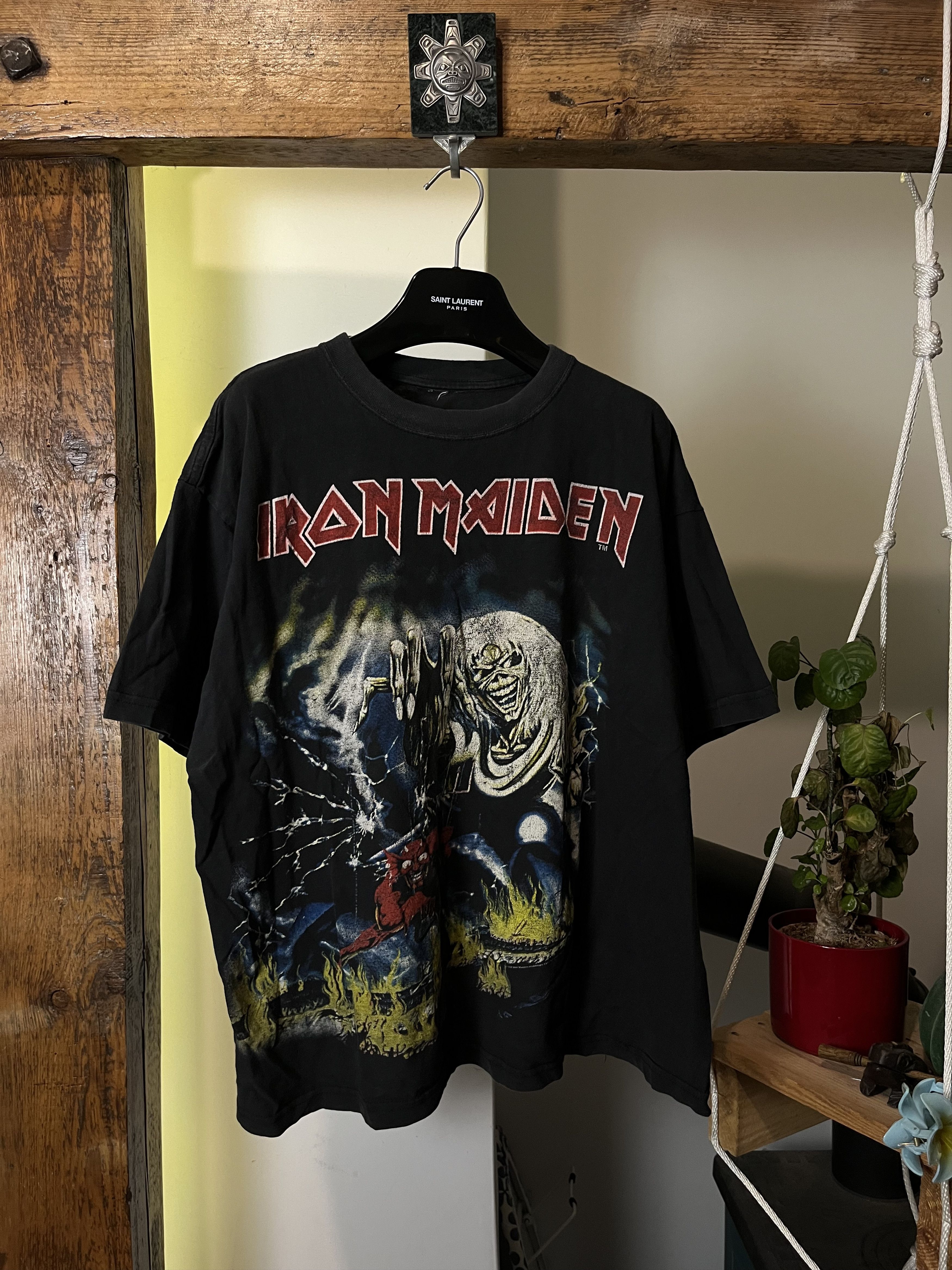Band Tees × Iron Maiden × Vintage Rare 1982 Iron Maiden "The Number of the Beast" Album Cover Size US XL / EU 56 / 4 - 1 Thumbnail