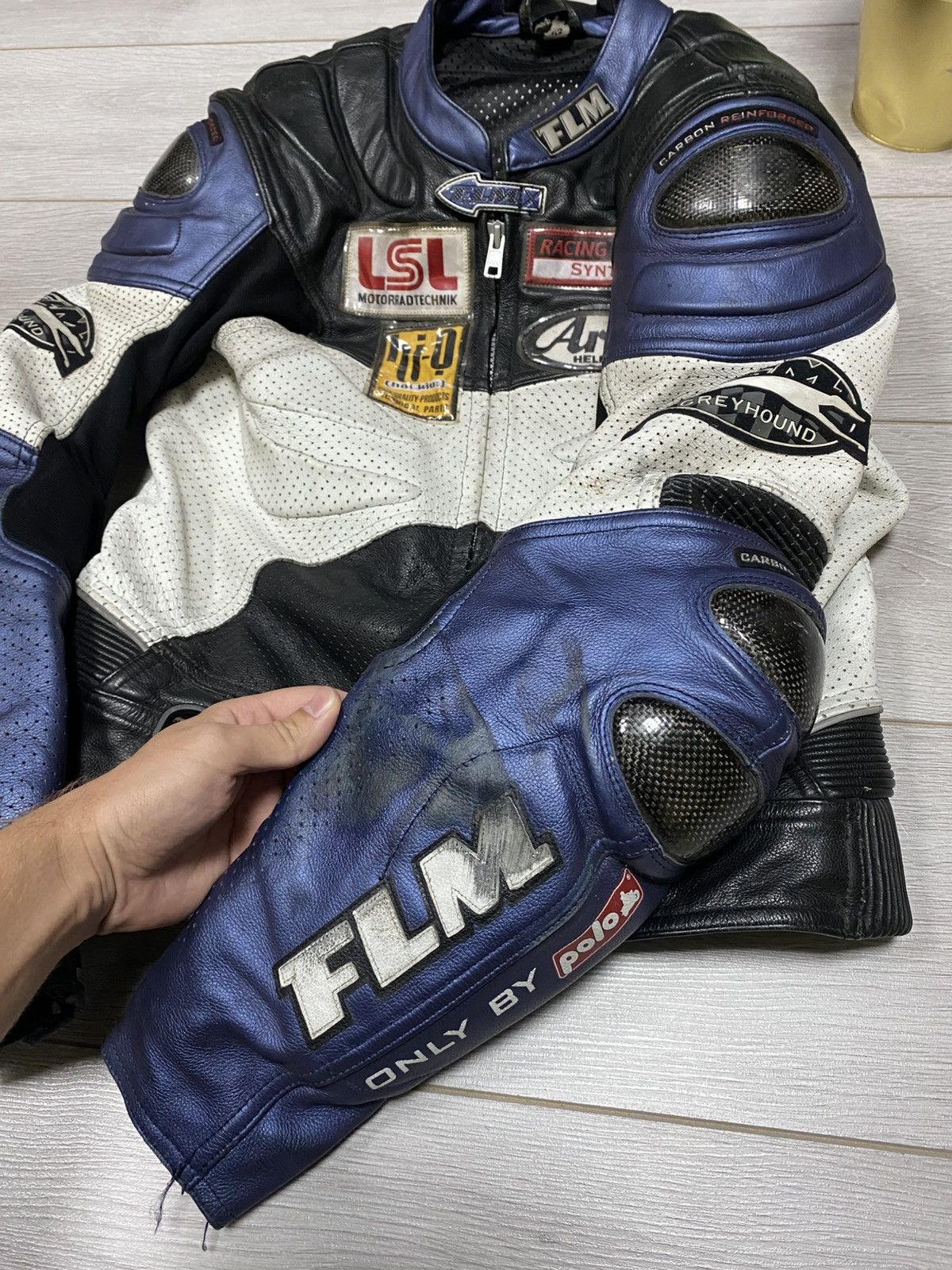 Vintage FLM MOTO with protection Micheline leather racing jacket Size US M / EU 48-50 / 2 - 6 Thumbnail