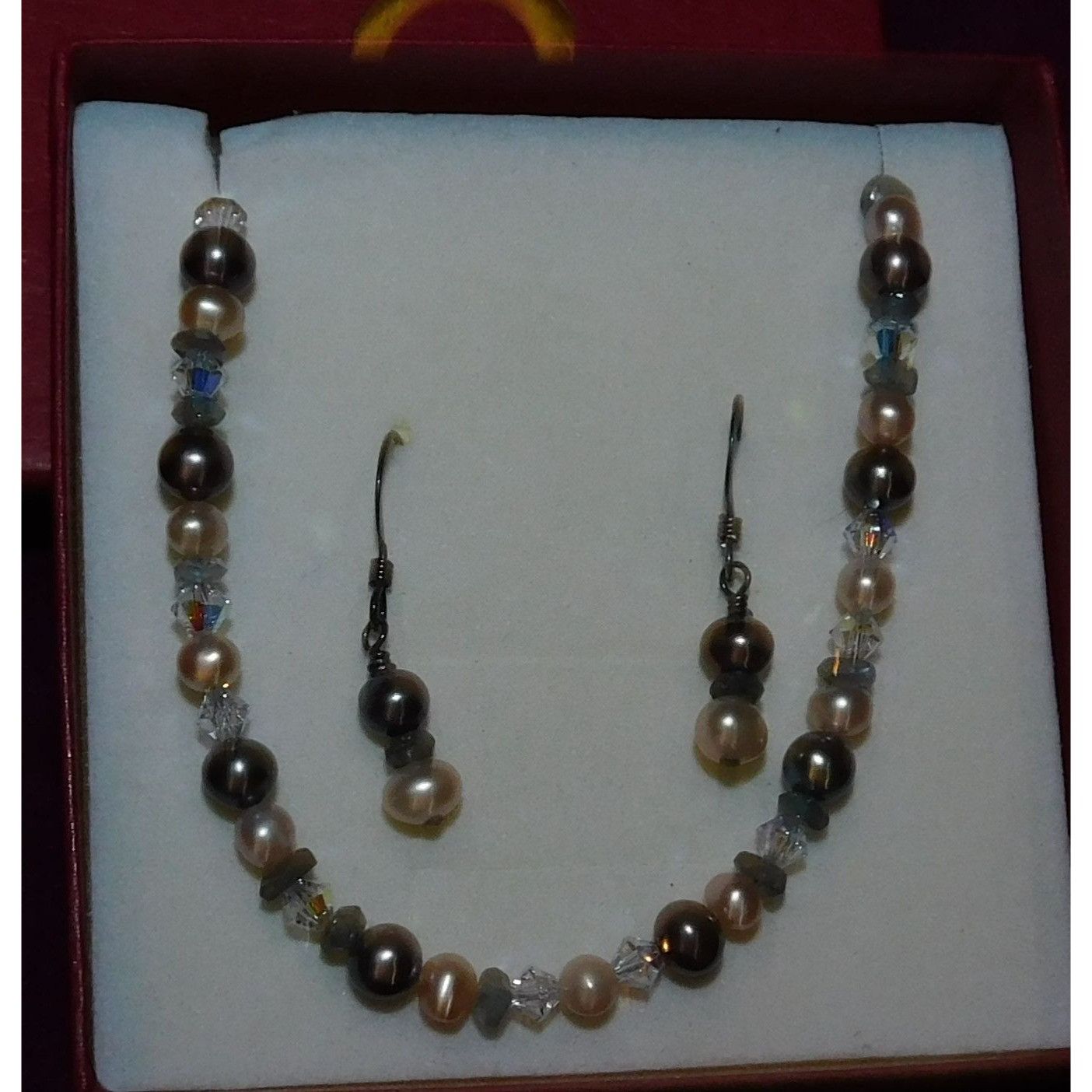Other Sterling Pearl And Glass Jewelry Gift Set (Bracelet And Ear Size ONE SIZE - 5 Thumbnail