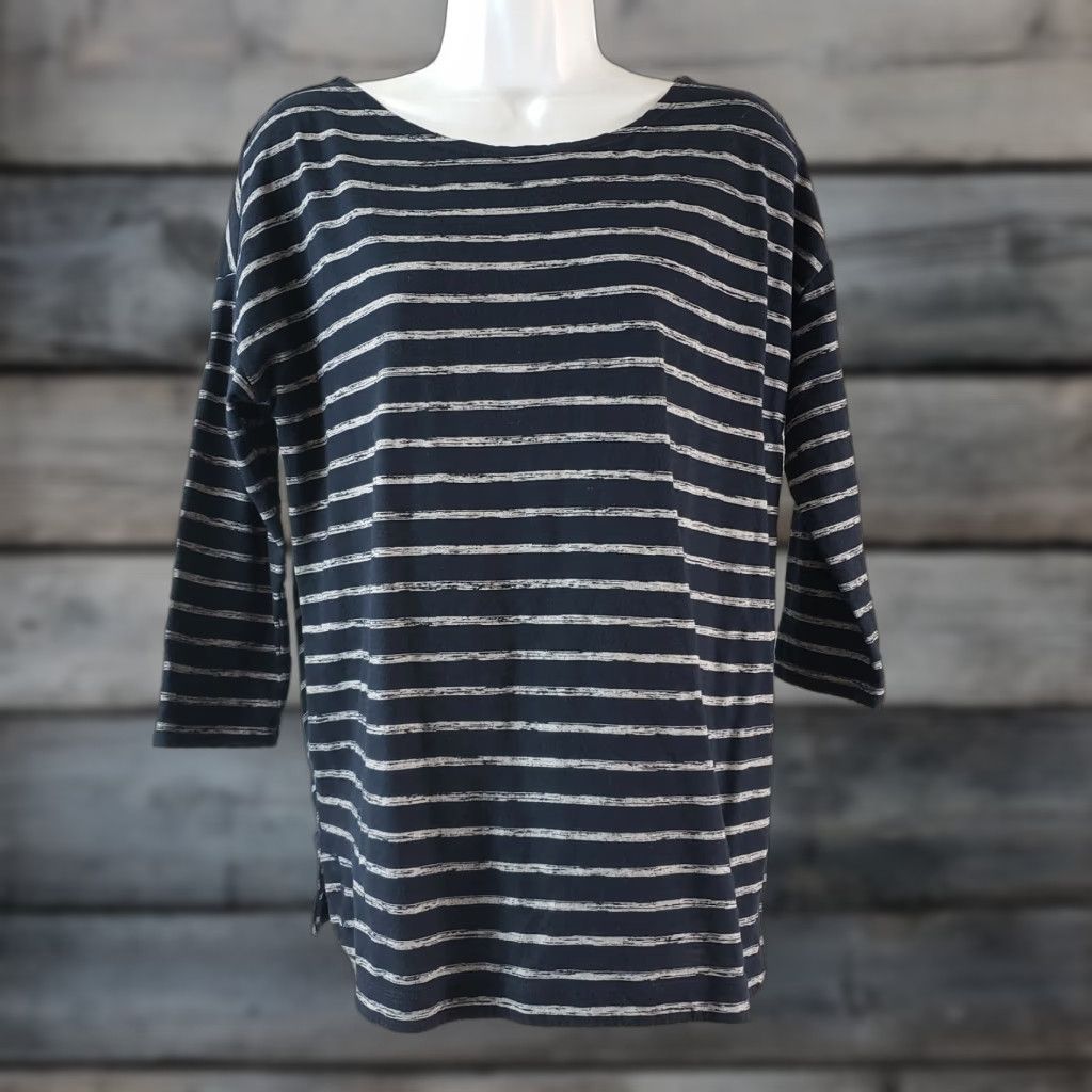Talbots T by Talbots Womens Top 3/4 Sleeve Blue Striped Shirt Size S Small Casual Womens Size S / US 4 / IT 40 - 1 Thumbnail