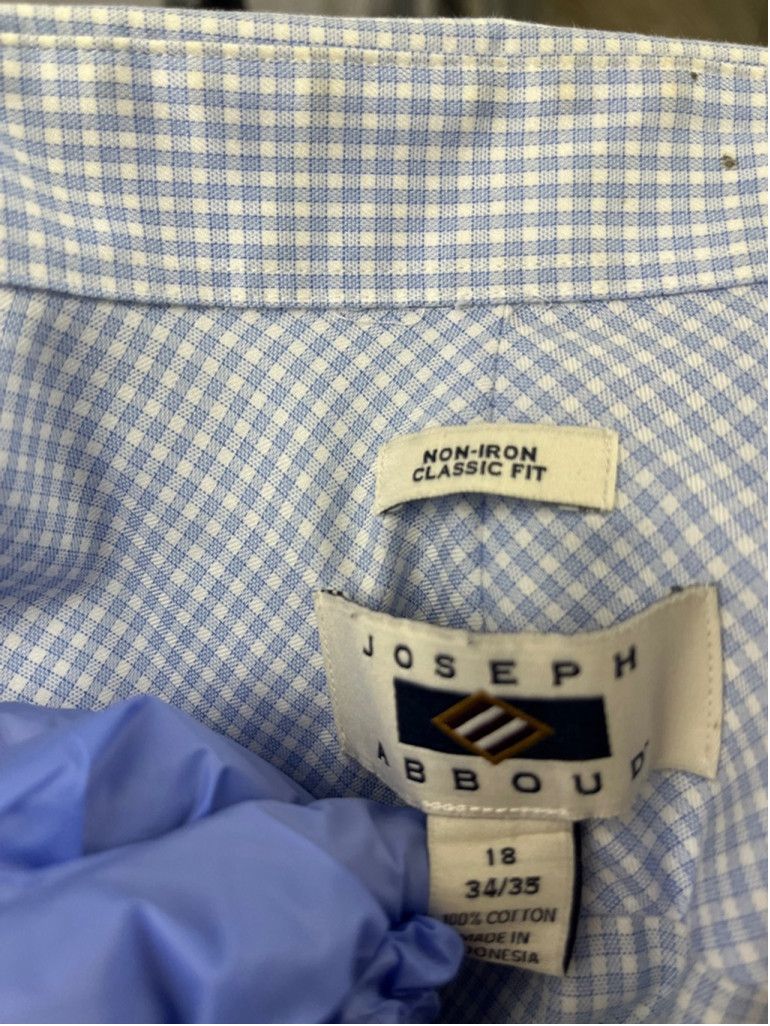 Joseph Abboud Joseph Abboud Light Blue Gingham Non-Iron Classic 18 34/35 Size US S / EU 44-46 / 1 - 5 Thumbnail