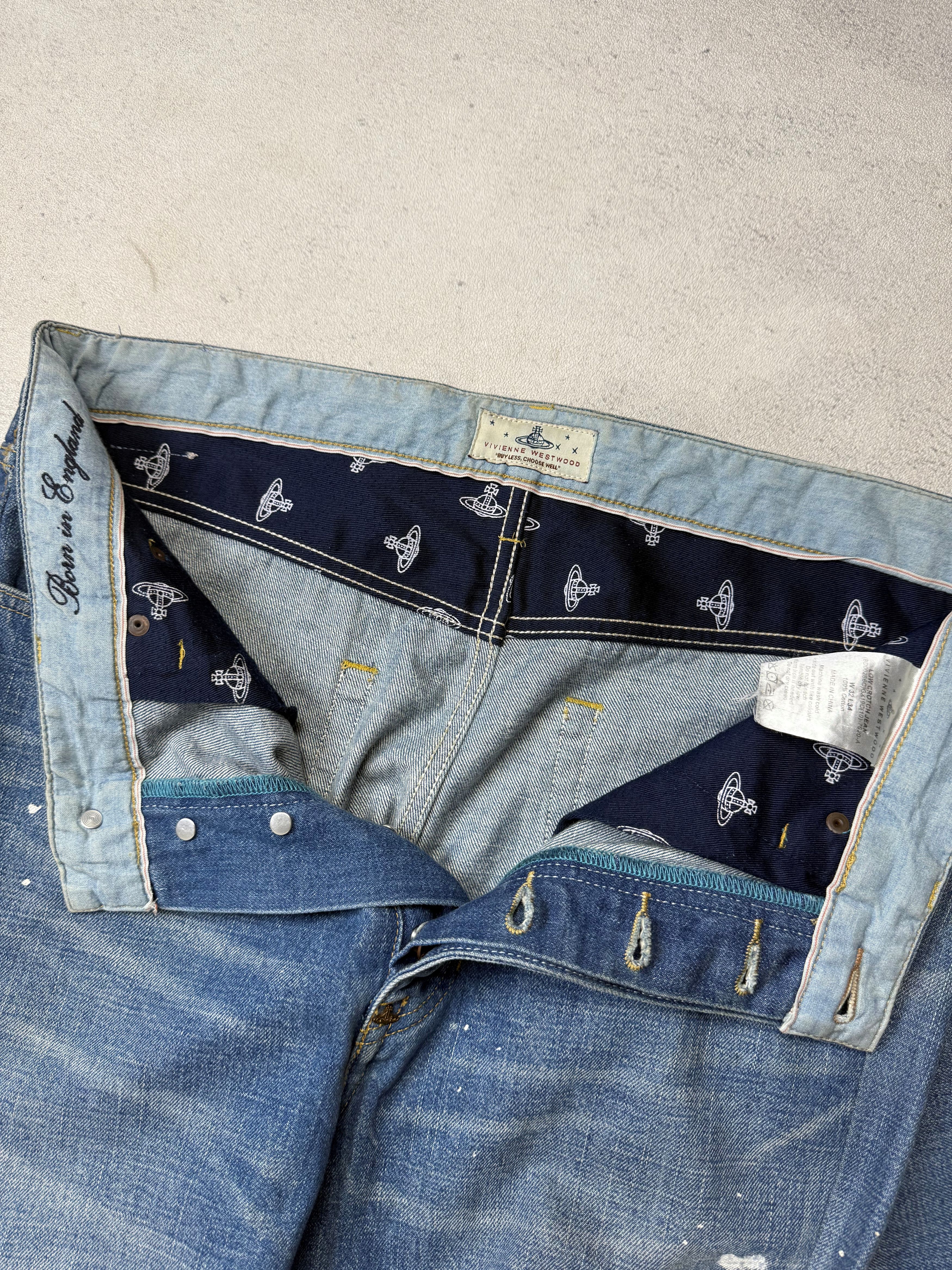 Vivienne Westwood Vivienne Westwood Orb Logo Denim Paint Splatter Size US 34 / EU 50 - 8 Thumbnail