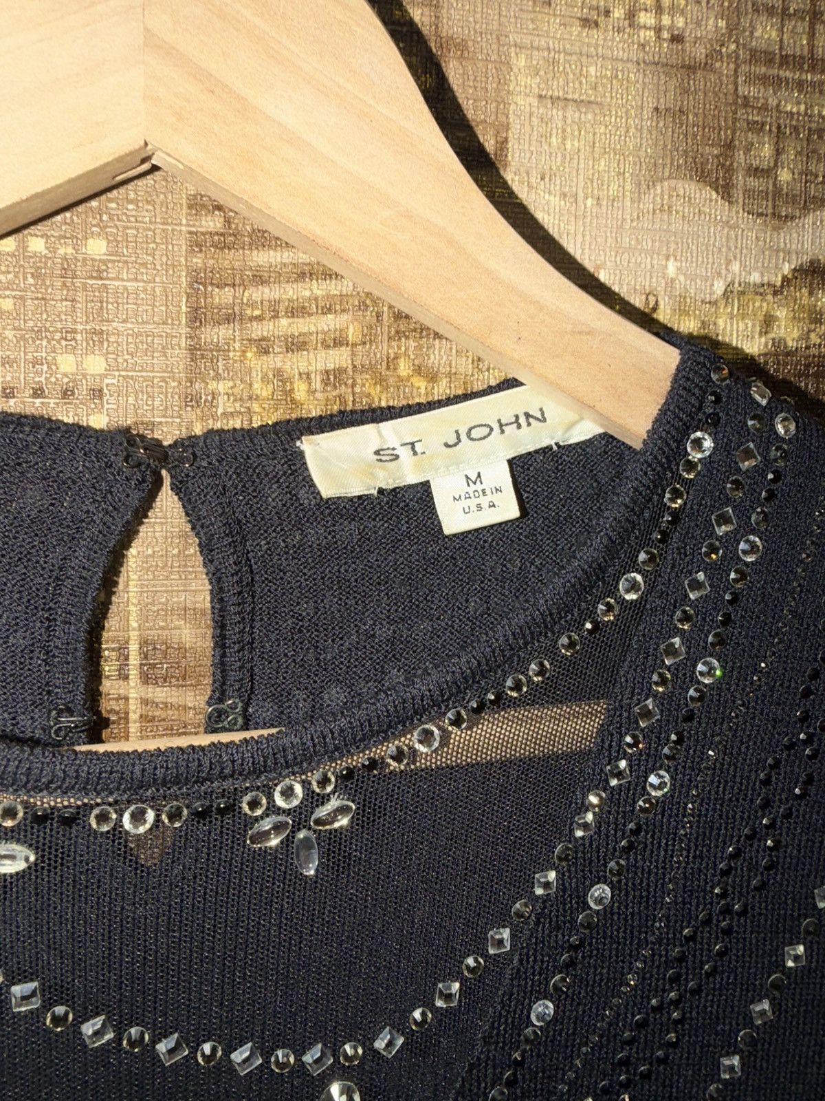 St. John Women's St. John Black & Silver Beaded Crew Neck Sweater Size M / US 6-8 / IT 42-44 - 5 Thumbnail