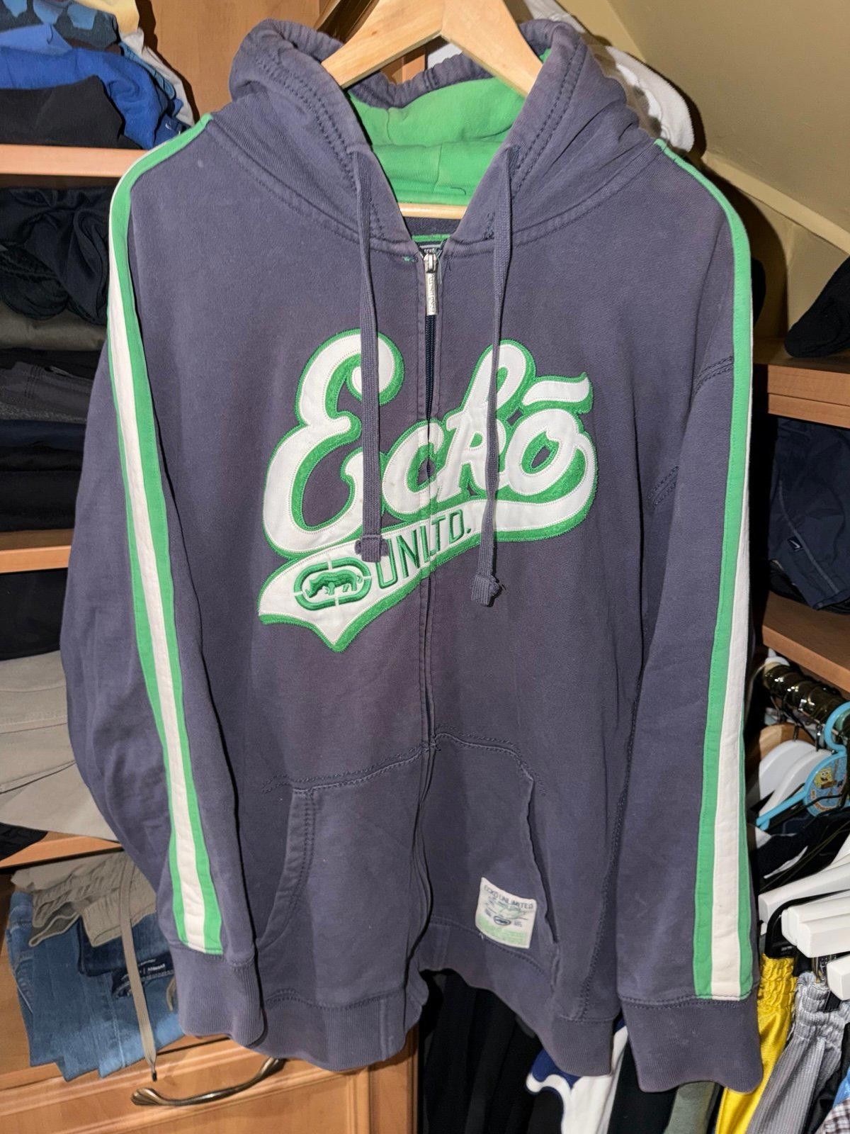 Ecko Unlimited Green Zip-Up Hoodie Mens XL Y2K 90s Rare