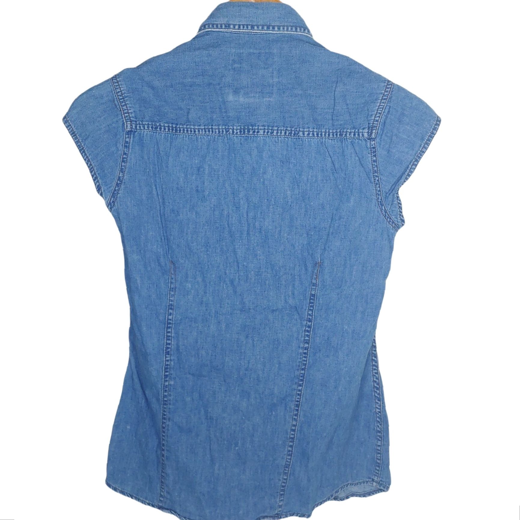 Harley Davidson Harley-Davidson Women’s Sleeveless Chambray Shirt Biker Motorcycle Riding Blue Small Size S / US 4 / IT 40 - 3 Thumbnail