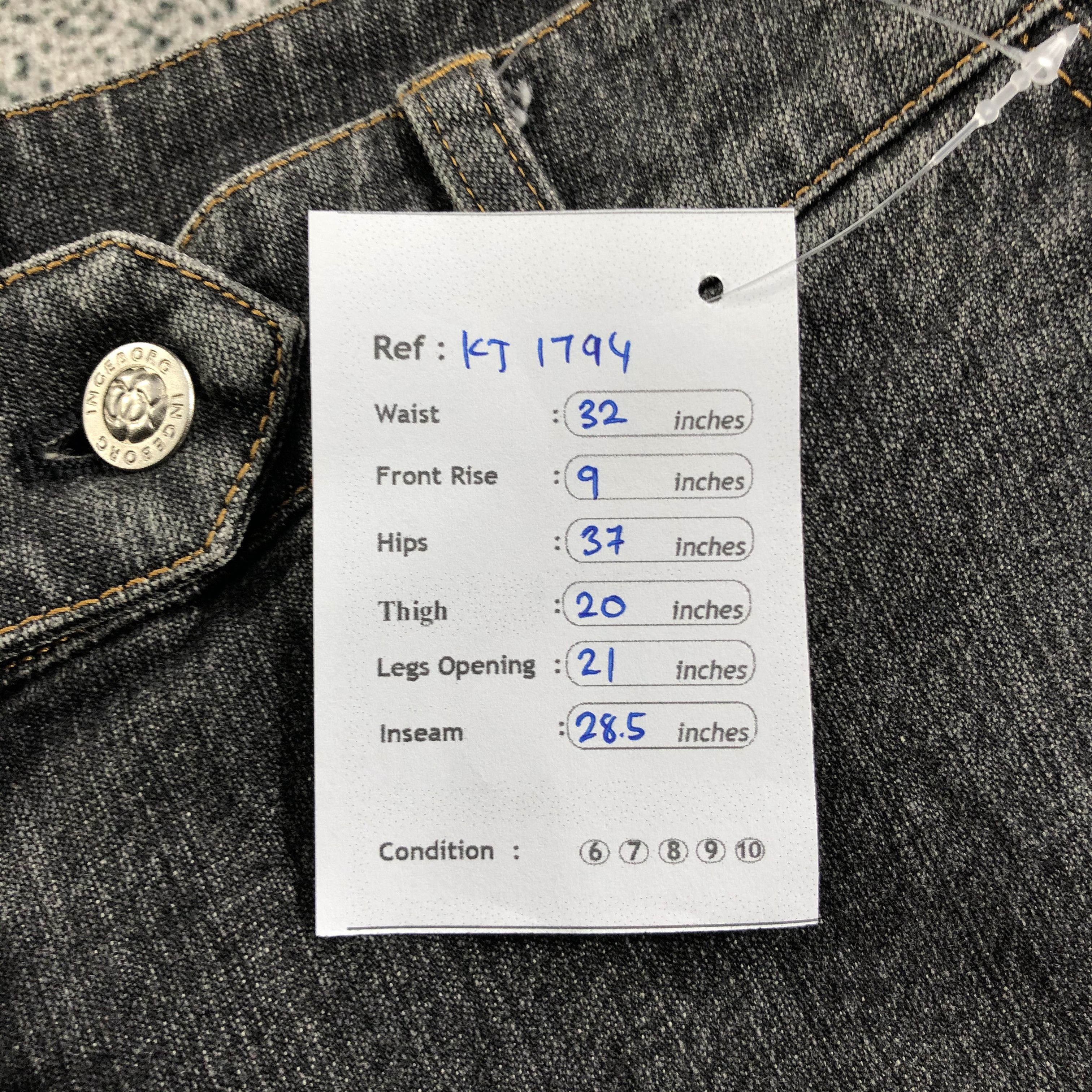 Japanese Brand Ingeborg Jeans Faded Black Flare Denim KJ1794 Size 32" / US 10 / IT 46 - 13 Thumbnail