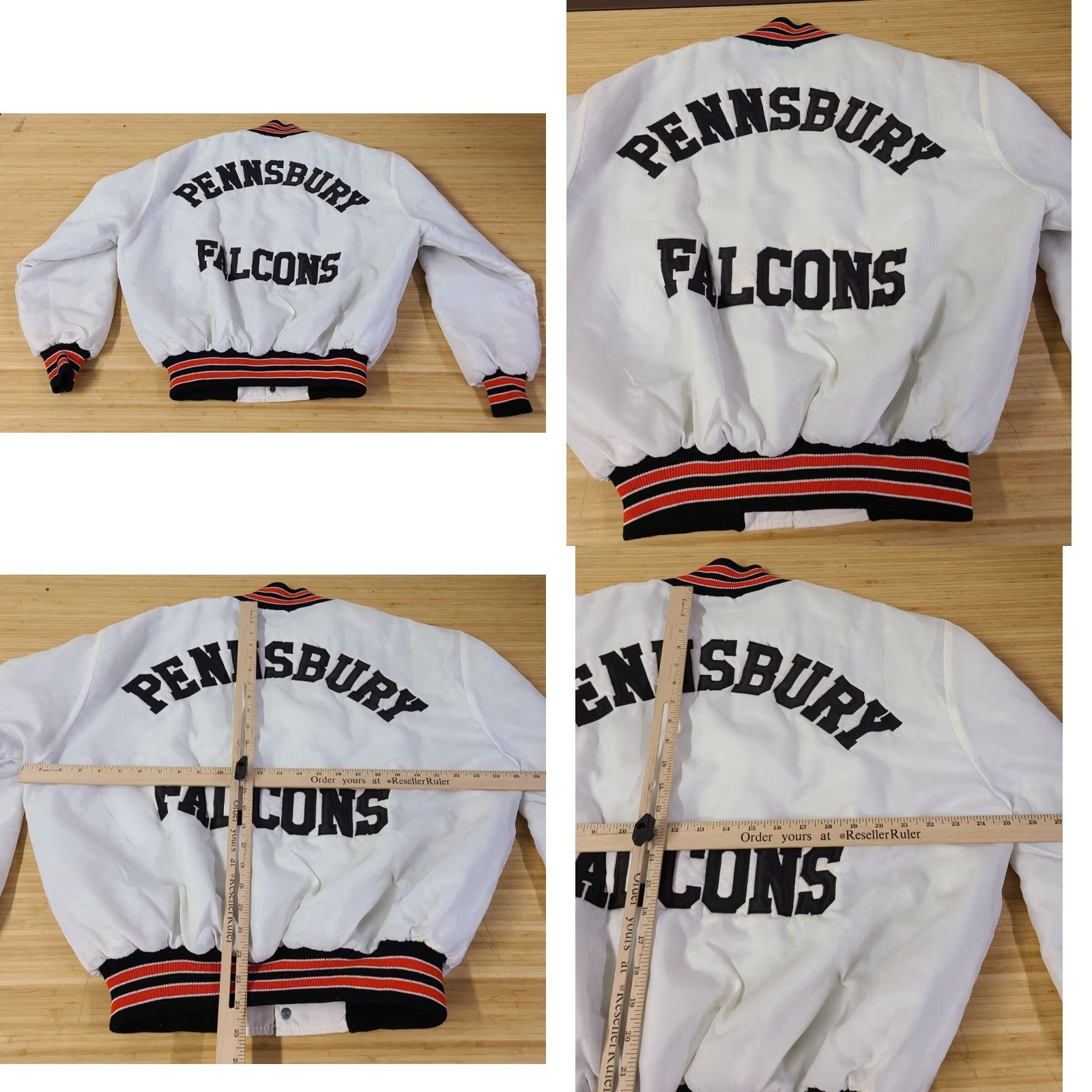 Vintage VINTAGE DeLong Pennsbury Falcons Bomber Jacket Men's XL White Nylon Lined Polyester 80s 90s Pockets Regular Coat/Jacket Mens Size US XL / EU 56 / 4 - 8 Thumbnail