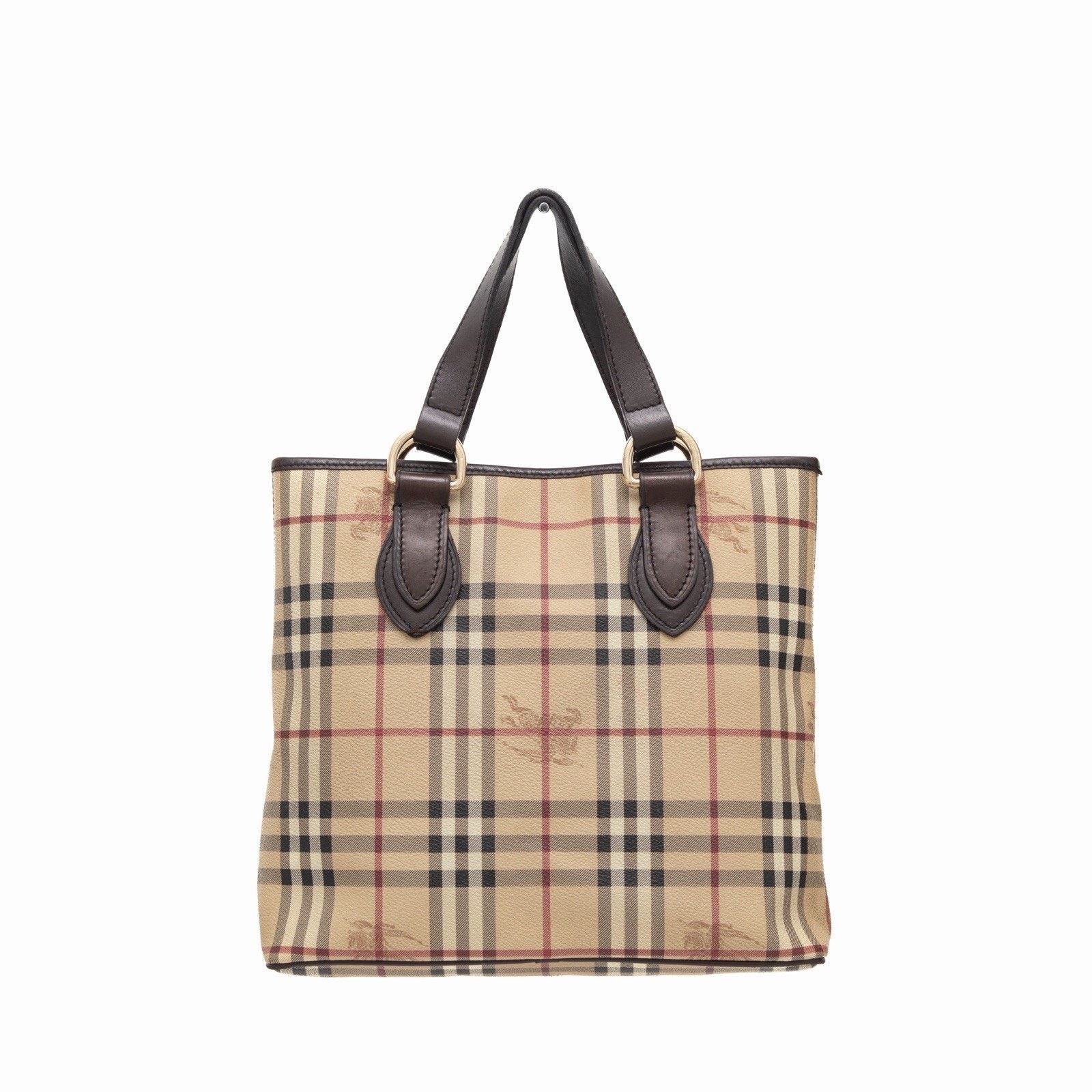 Burberry Burberry Leather Trimmed Haymarket Nova Check Tote Bag Size ONE SIZE - 1 Thumbnail