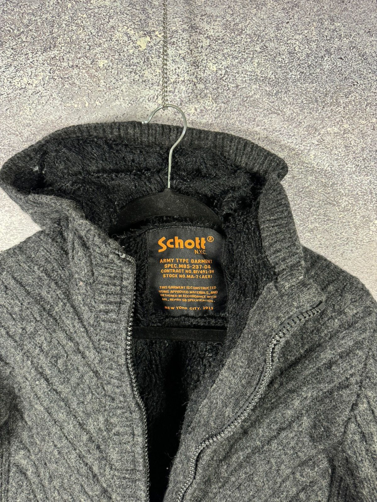 Schott × Vintage Vintage Schott NYC Wool Hooded Gray Jacket Large Military Size L / US 10 / IT 46 - 8 Thumbnail