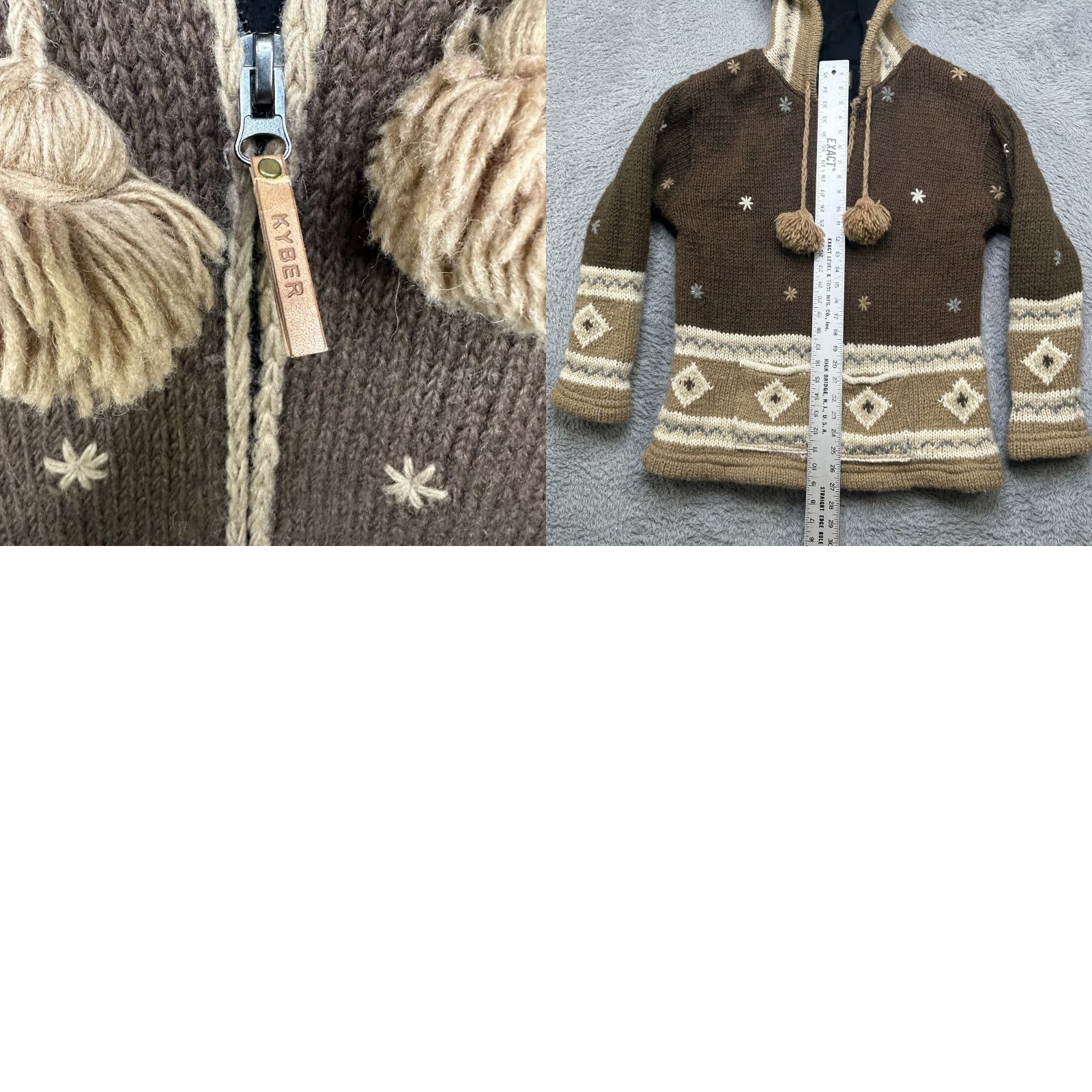 Vintage Kyber Jacket Large Brown Moose Pattern Hooded Wool Knit Zip Jacket Mens Size US L / EU 52-54 / 3 - 9 Thumbnail