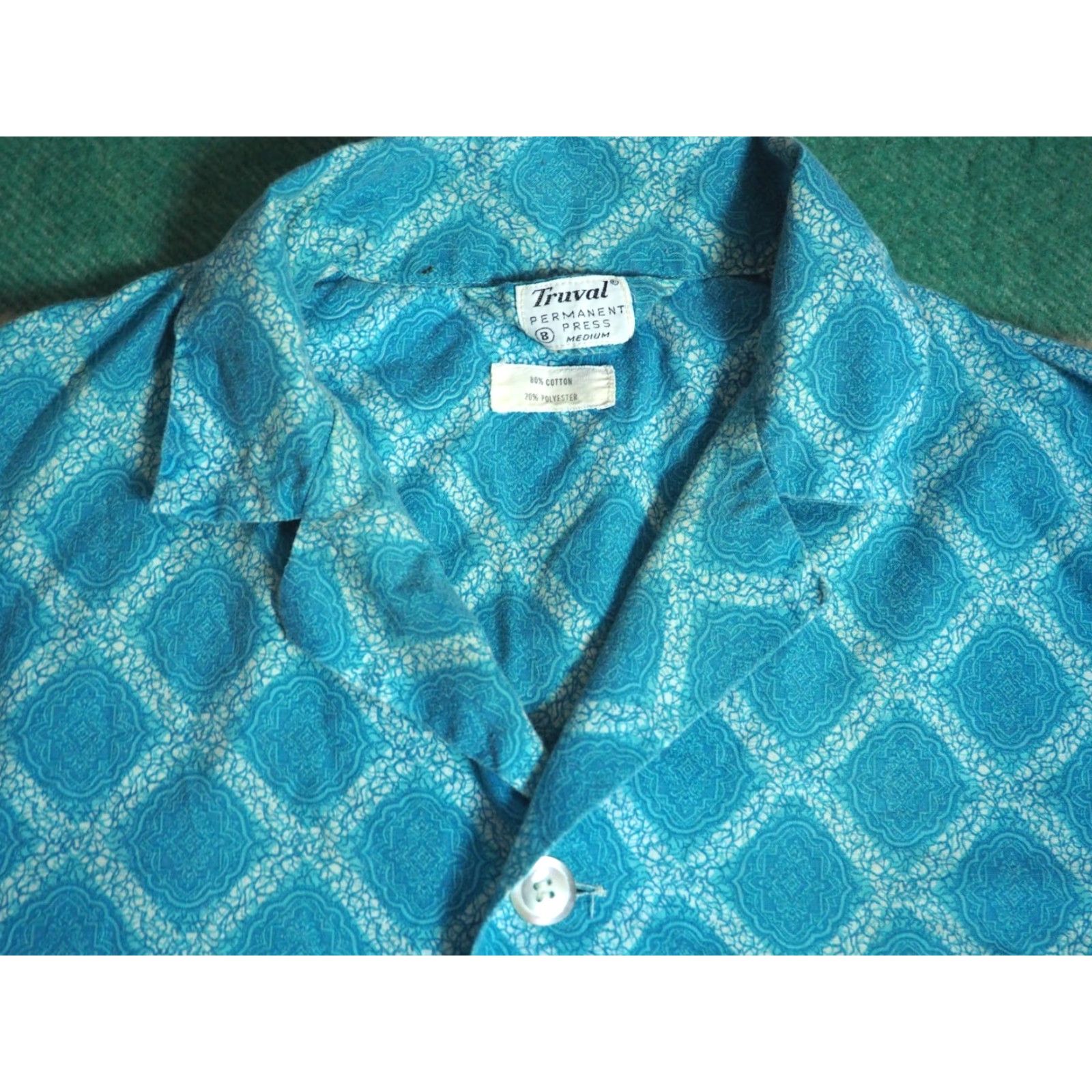 Vintage VTG Truval 60s 70s Shirt Hippy Boho Madras Blue Button Womens L Size L / US 10 / IT 46 - 2 Thumbnail