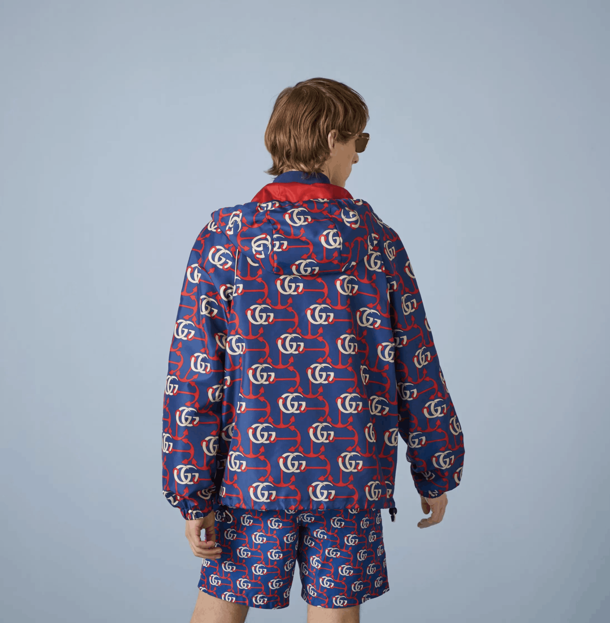 Gucci 52 XL - Gucci Double G Anchor Print Jacket Hooded Red Blue Size US L / EU 52-54 / 3 - 4 Thumbnail