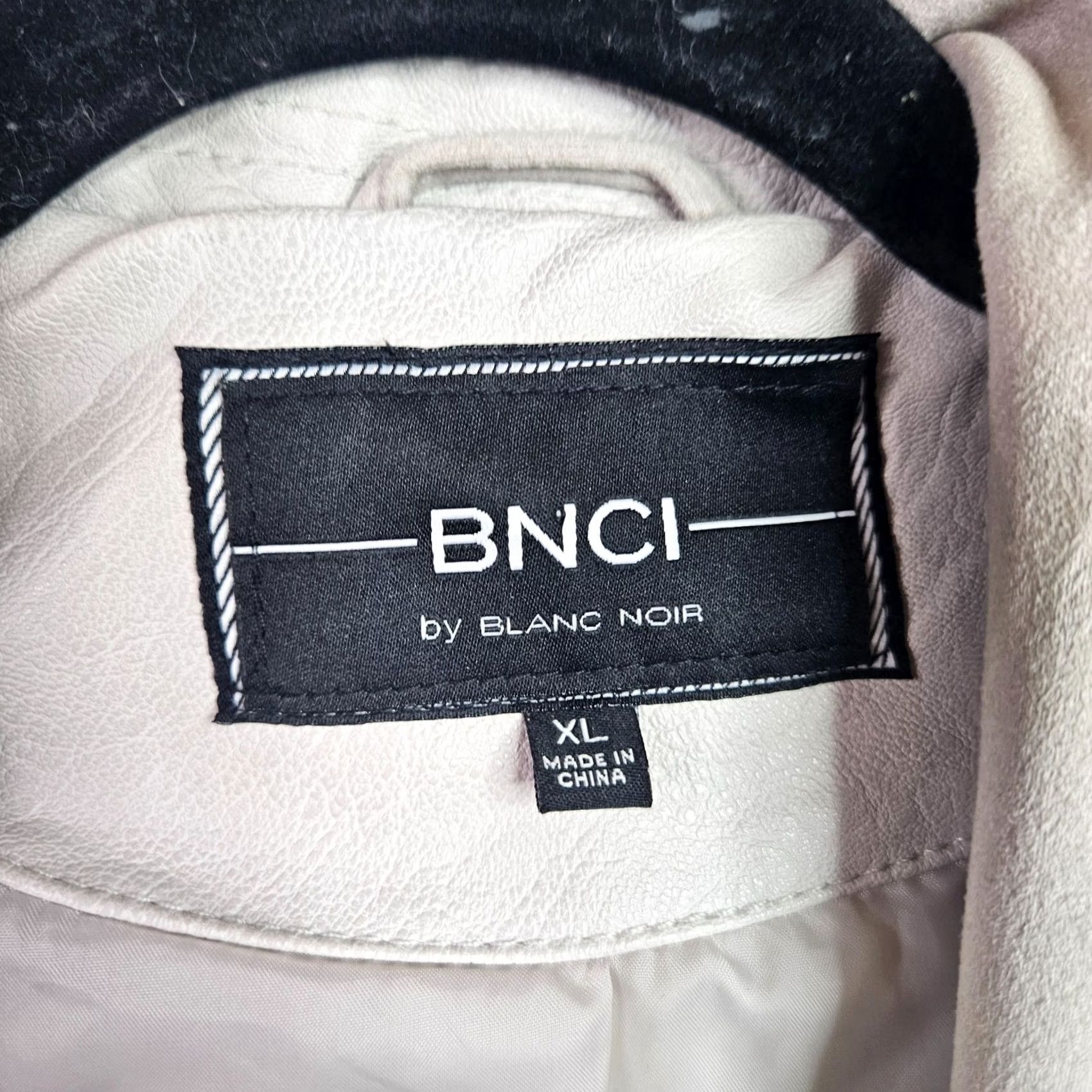 Blanc Noir BNCI by Blanc Noir Faux Leather Draped Moto Jacket Women’s XL Jacket Beige Regular Size XL / US 12-14 / IT 48-50 - 5 Thumbnail