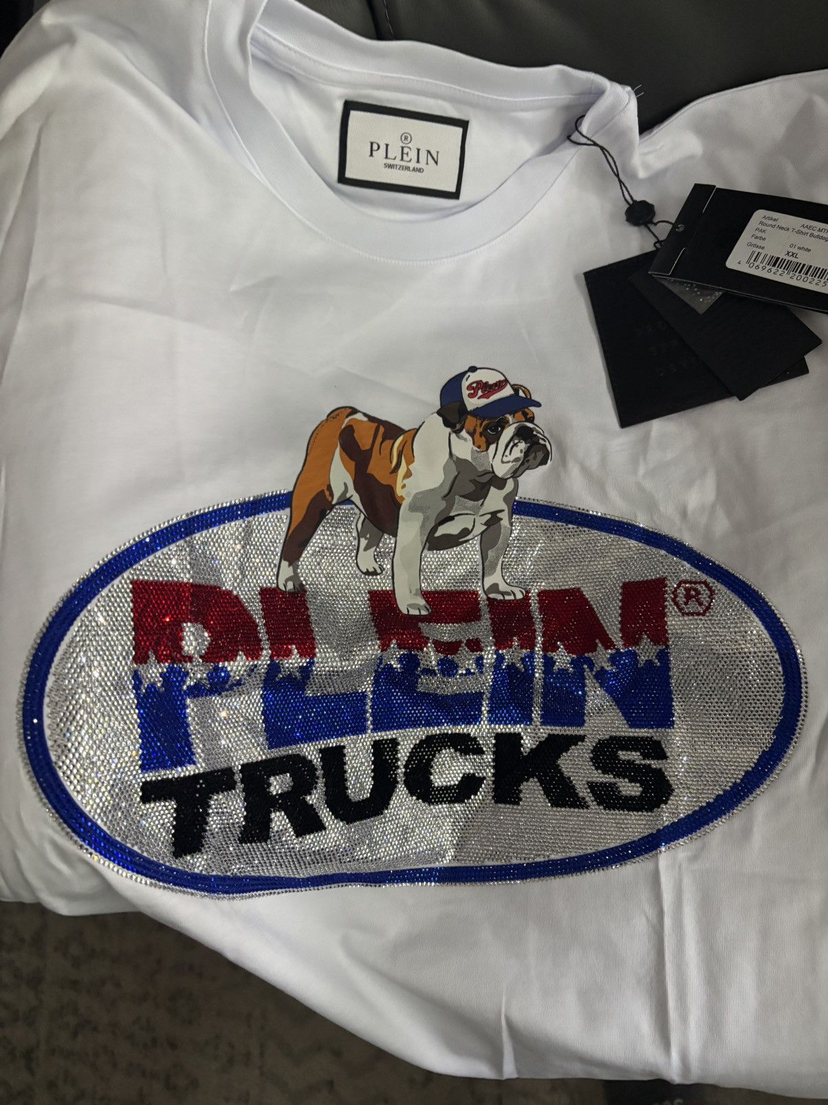 Philipp Plein Philip Plein Mens White Bulldog Tshirt XXL Size US XXL / EU 58 / 5 - 7 Thumbnail