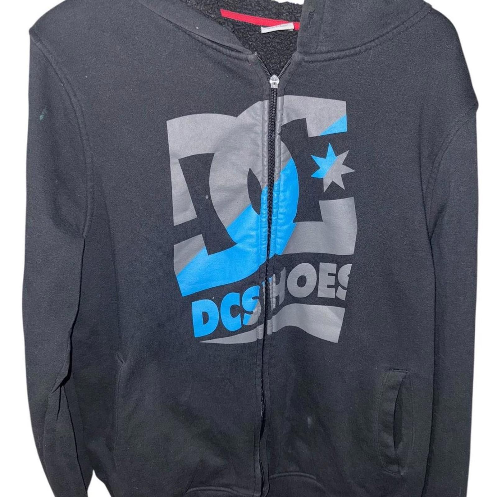Designer Y2K DC Shoes Zip-Up Fleece Hoodie Rare Skater Sz L Size US L / EU 52-54 / 3 - 1 Thumbnail