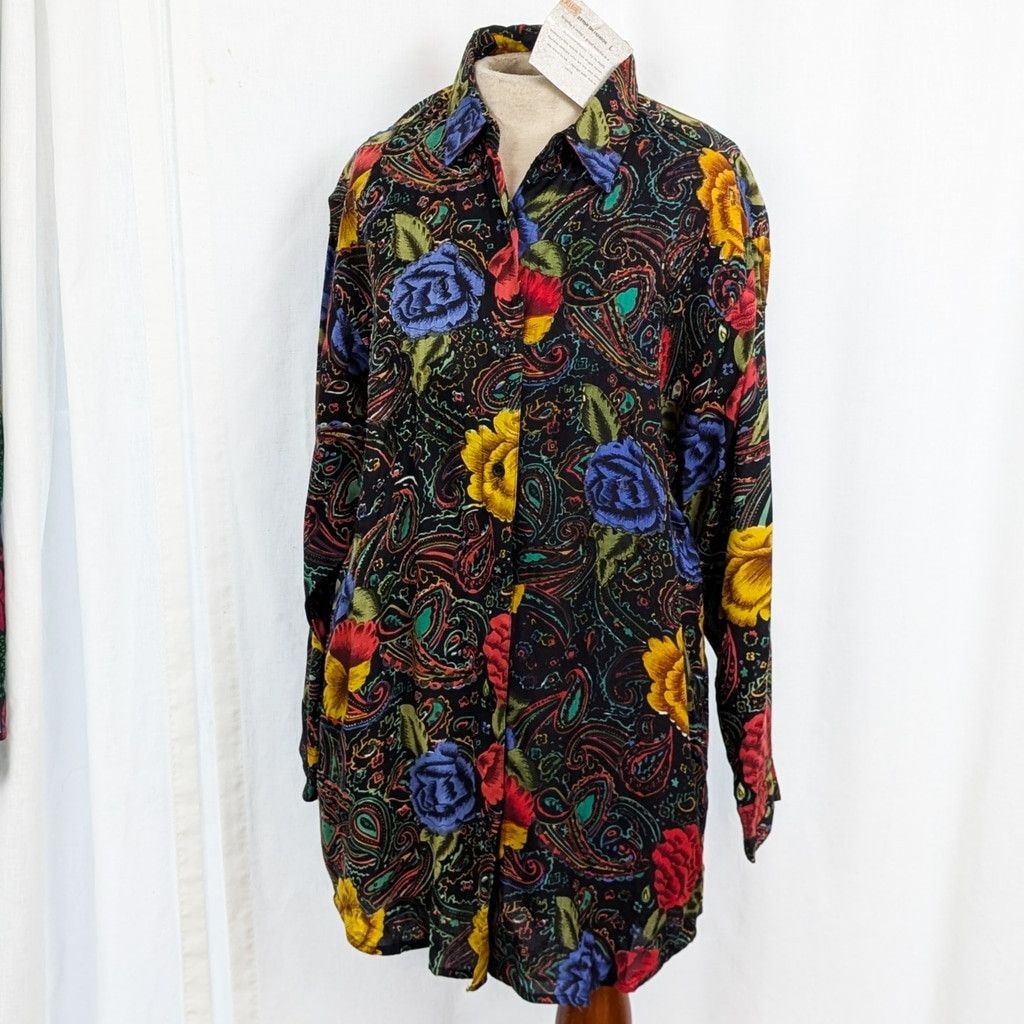 Vintage Deadstock Jane Ashley Paisley Beaded Rayon Oversized Shirt L Size L / US 10 / IT 46 - 1 Thumbnail