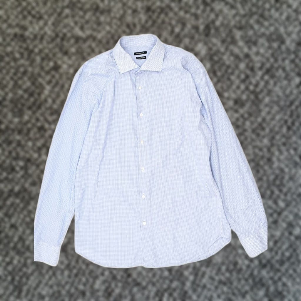 Vintage ROCCOBAROCCO Mens Shirt Large Blue Check Cotton Size US L / EU 52-54 / 3 - 1 Thumbnail