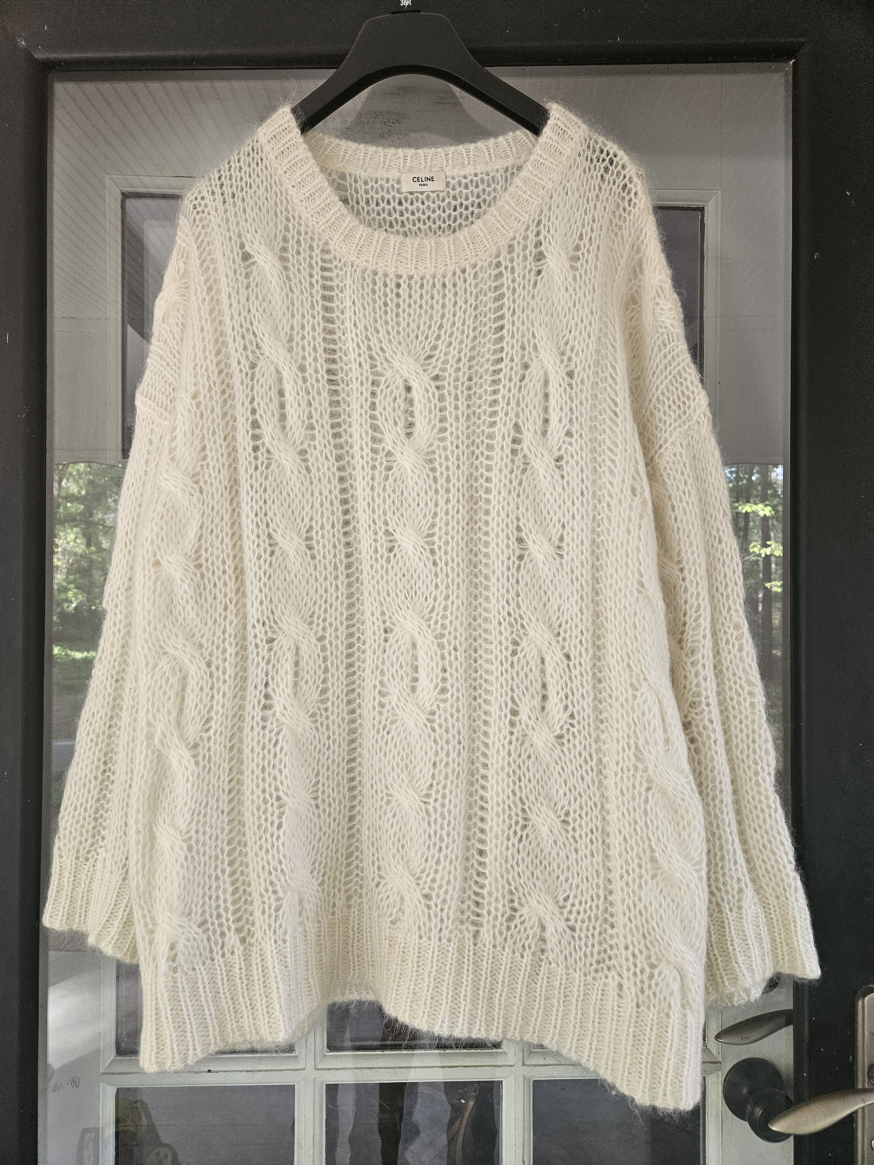Celine Hedi Aran Runway Mohair Cable Knit Sweater Size US M / EU 48-50 / 2 - 1 Thumbnail