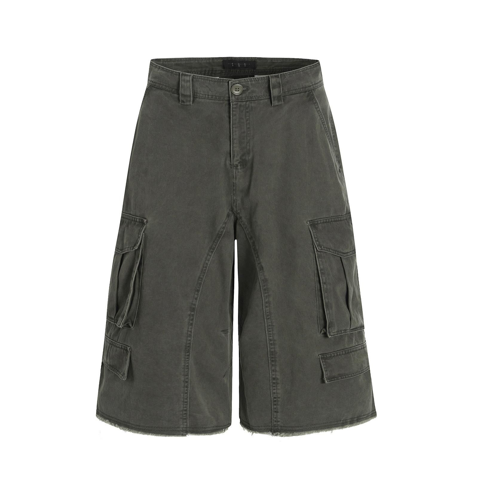 Other Olive Green Multi Pocket Cargo Wide Long Shorts / Jorts Size US 30 / EU 46 - 6 Thumbnail