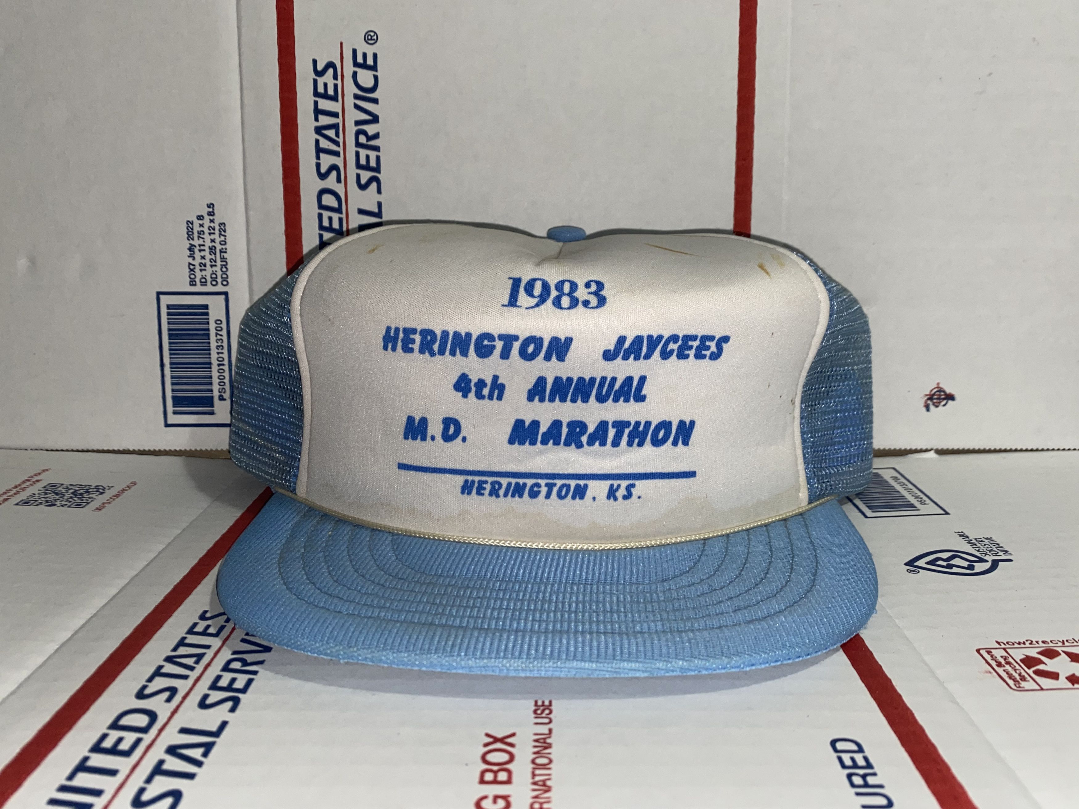 Vintage vtg 80s Herington Jaycees Marathon trucker hat cap Kansas US Size ONE SIZE - 1 Thumbnail