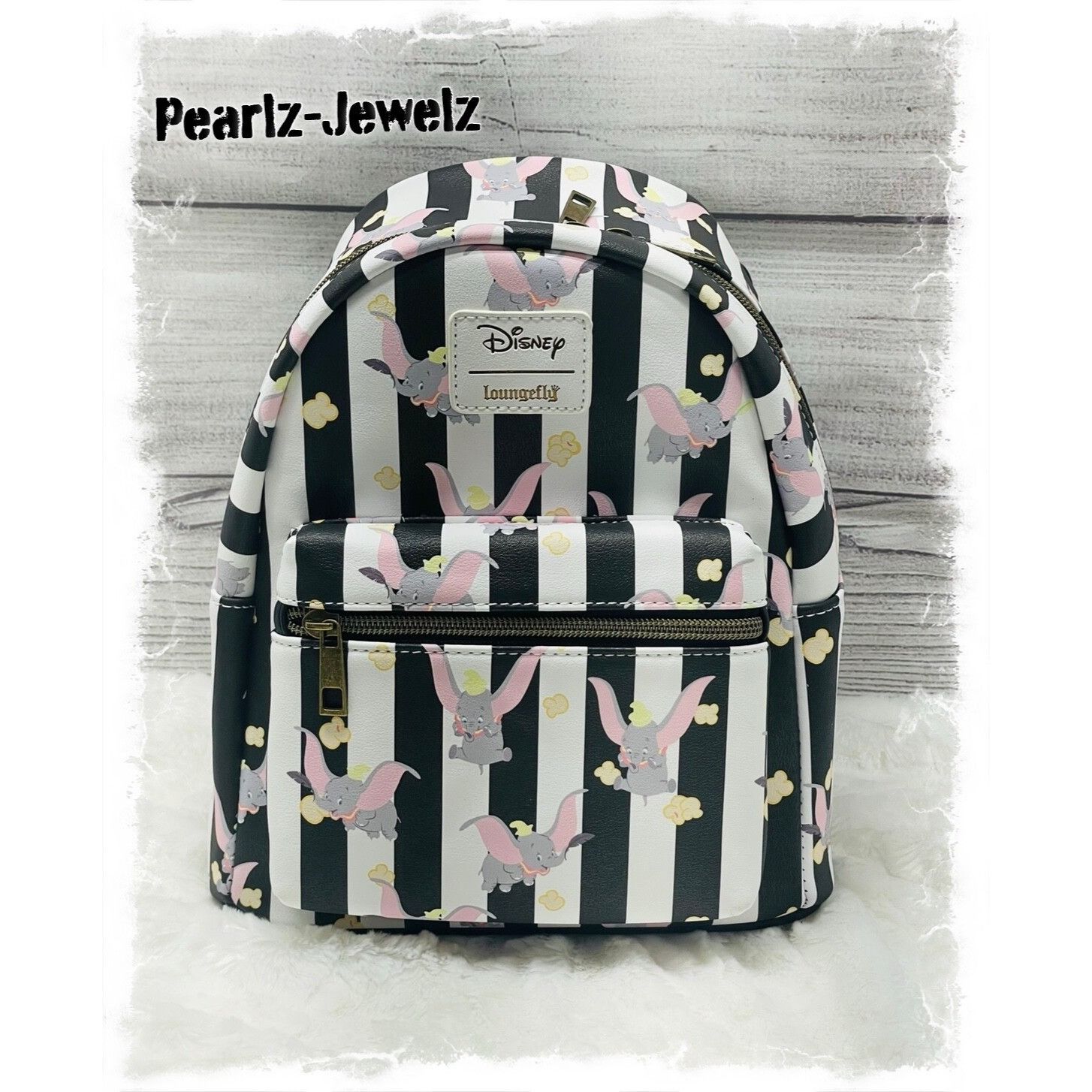 Disney Loungefly Disney Dumbo Black & White Stripe & Popcorn Mini B Size ONE SIZE - 4 Thumbnail