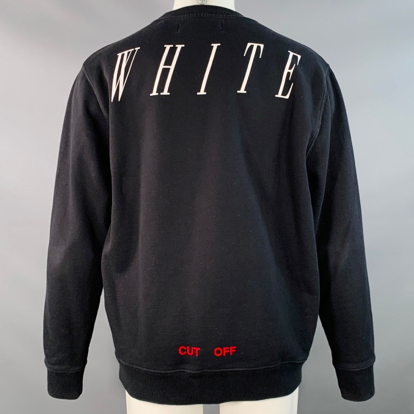 Off-White Downtown Black White Graphic Cotton Crew Neck Sweatshirt Size US M / EU 48-50 / 2 - 4 Thumbnail