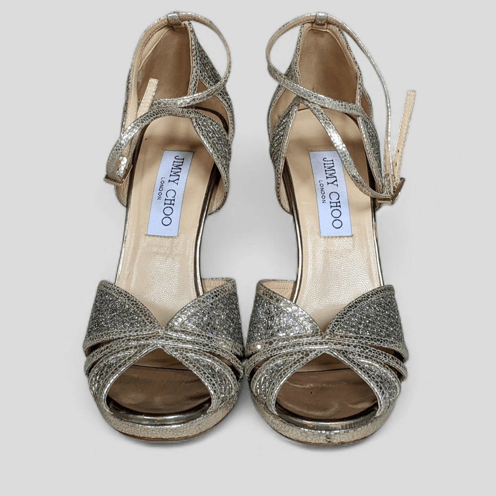 Jimmy Choo Jimmy Choo Glitter Strappy High Heel Sandals – Size 37.5 Size US 7.5 / IT 37.5 - 3 Thumbnail