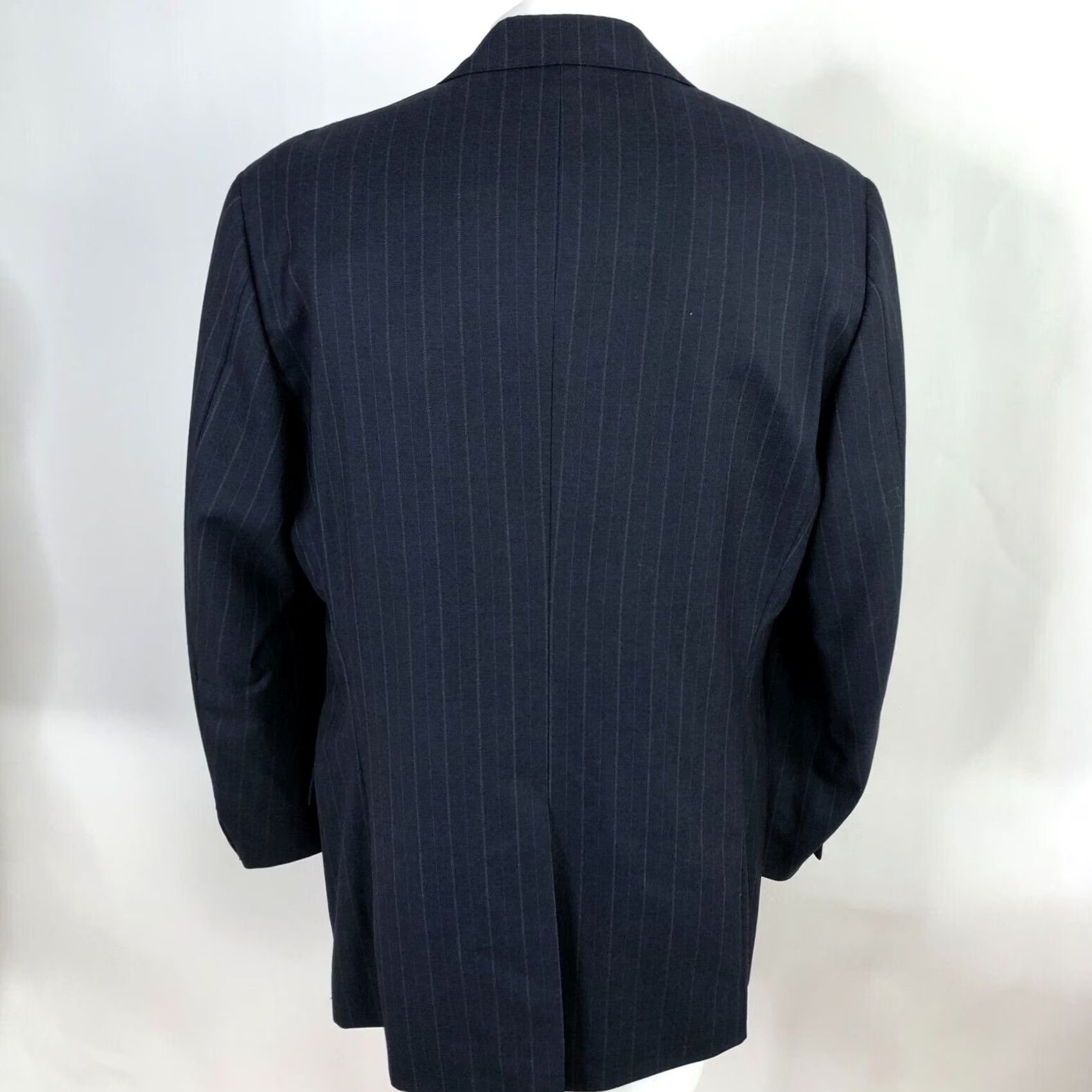 Ralph Lauren Polo Ralph Lauren 42L Navy Pinstripe 100% Virgin Wool Button Sport Coat Jacket Men Wool Pinstripe Suit Jacket Regular Fit Navy 42L Mens Size US XL / EU 56 / 4 - 4 Thumbnail