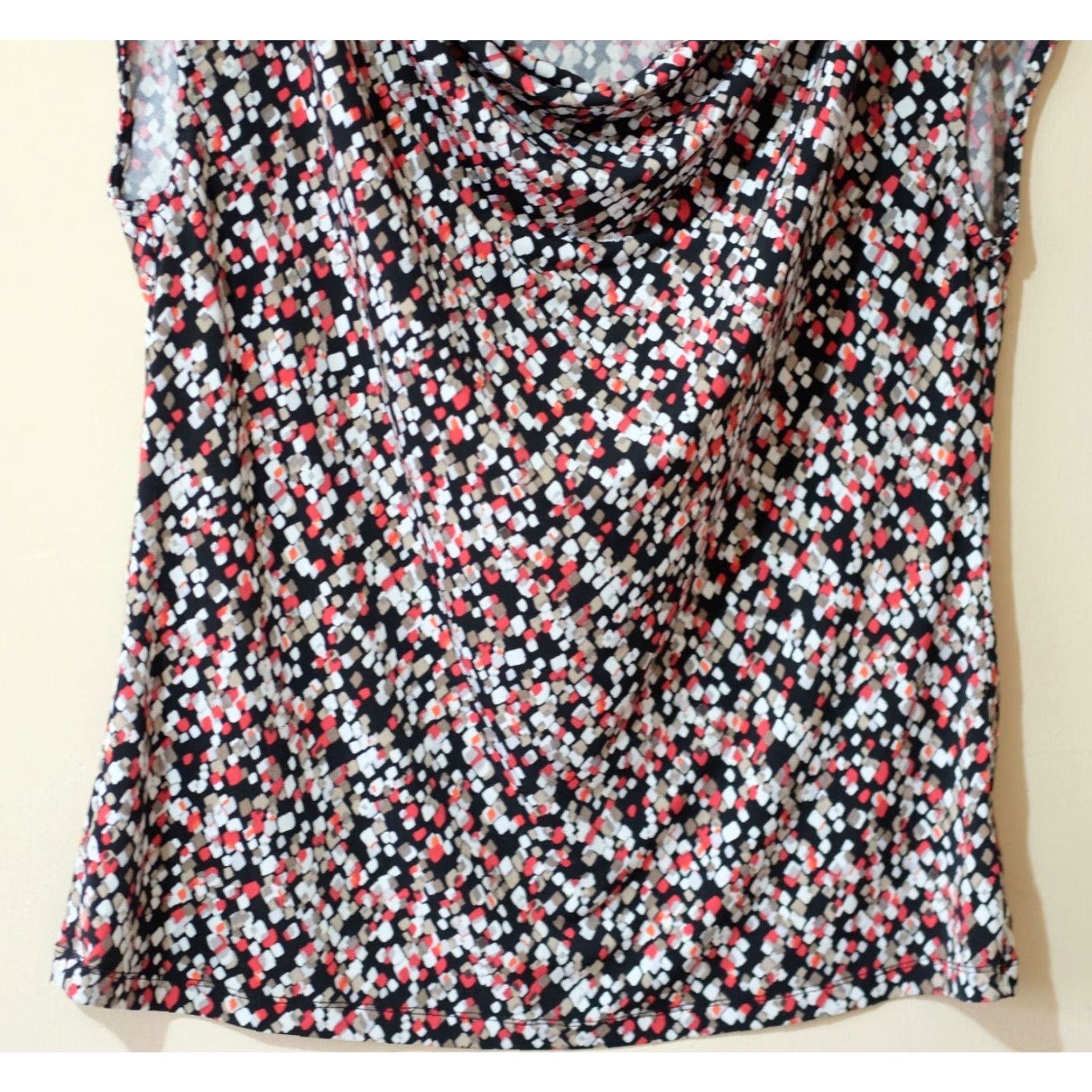 Liz Claiborne LIZ CLAIBORNE Short Sleeve Stretch Blouse Cowl Neck Size L Multicolor Polyester/Spandex Womens Blouse Shirts 21" Bust 24.5" Length Size L / US 10 / IT 46 - 3 Thumbnail